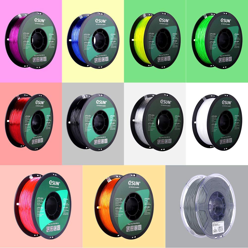 eSUN 1.75mm TPU 95A Flexible 3D Printer Filament 1KG Spool (2.2lbs), Glass Green