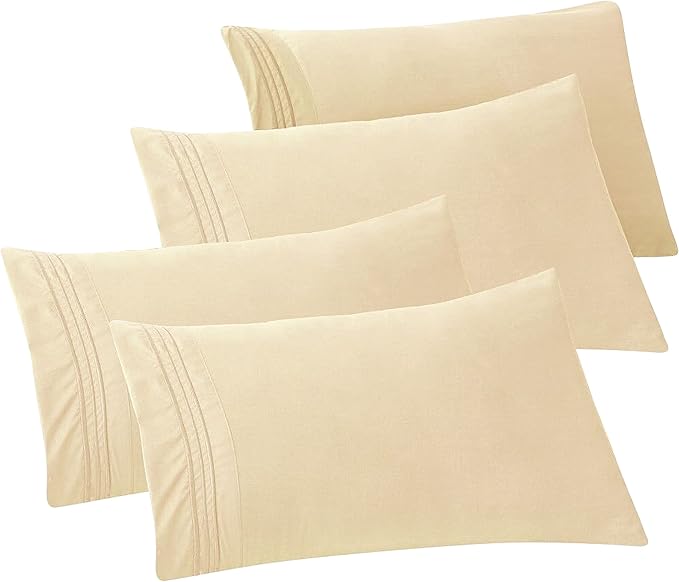 Elegant Comfort 4PACK Solid Pillowcases 1500 Premium Hotel