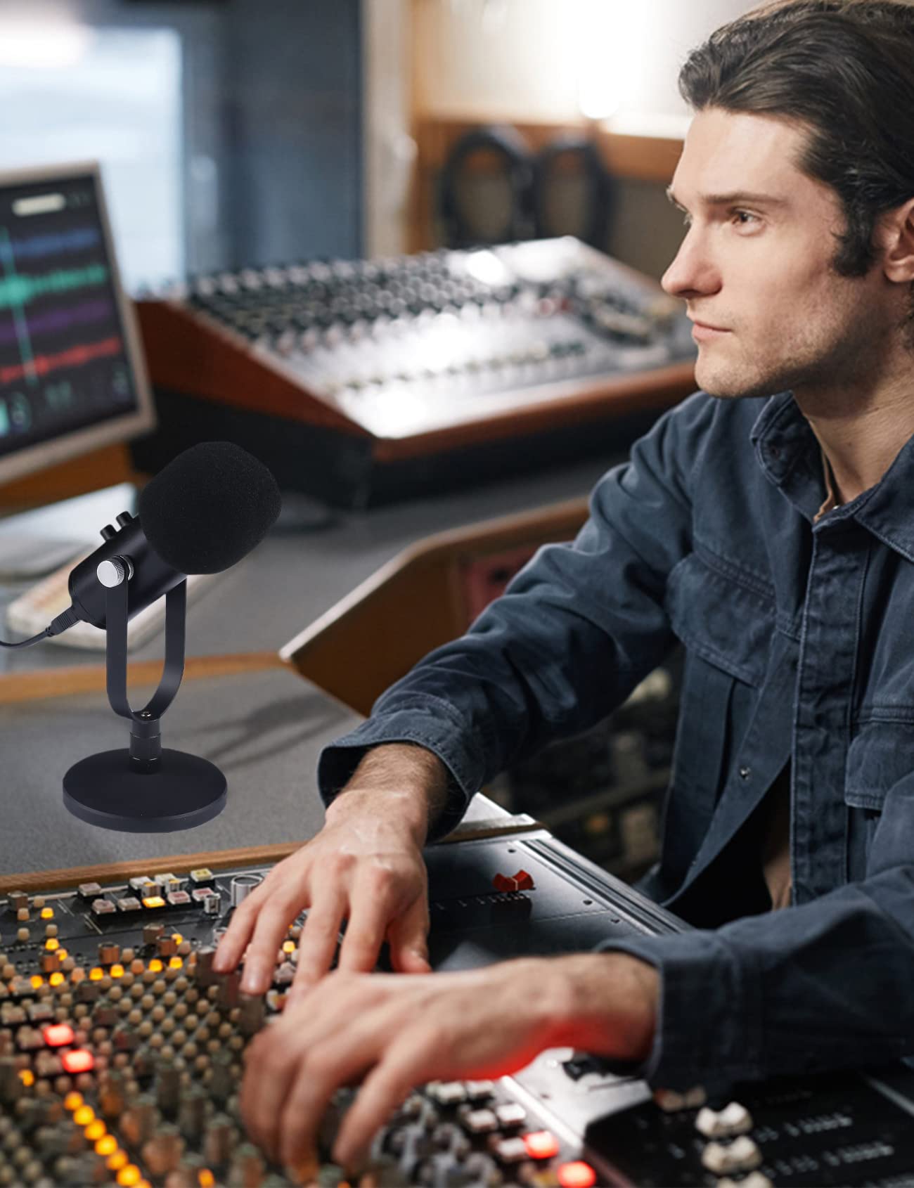 Microfono USB A Condensatore Con Cancellazione Rumore - Per PC, Smartphone, Streaming, Gaming E Podcast