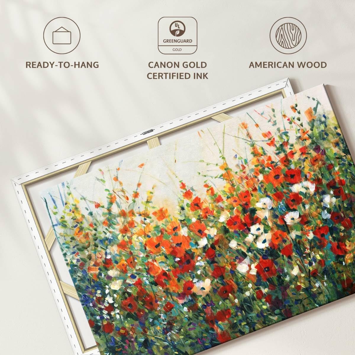 ElephantStock Garden In Bloom I Canvas - 1 Panel Field of Flowers Wall Decor - Ready-to-Hang Flower Canvas Wall Art - Fade Resistant - Matte Finish - by Tim O'Toole - 12" X 8"