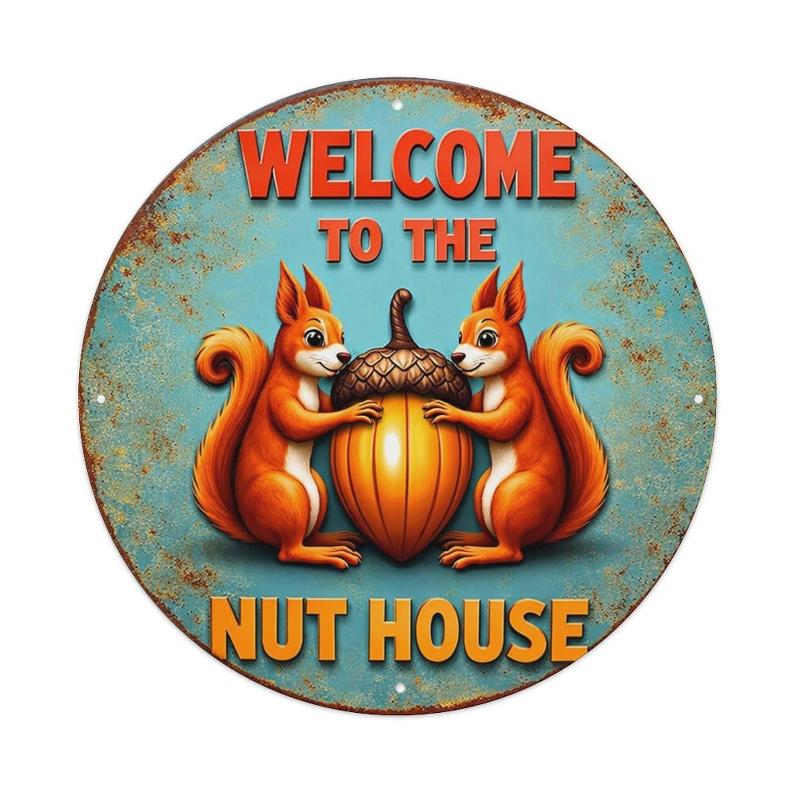 Jdyansheng Vintage Welcome To The Nut House Tin Sign Metal Poster Metal Signs For Home Man Cave Bar Cafe Kitchen Laundry Room Wall Decorations 8X8 Inches
