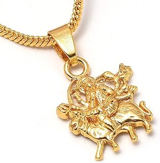 durga maa sherawali kaali locket and chain gold plated 24 inch fine finish daily use for men women boys girls