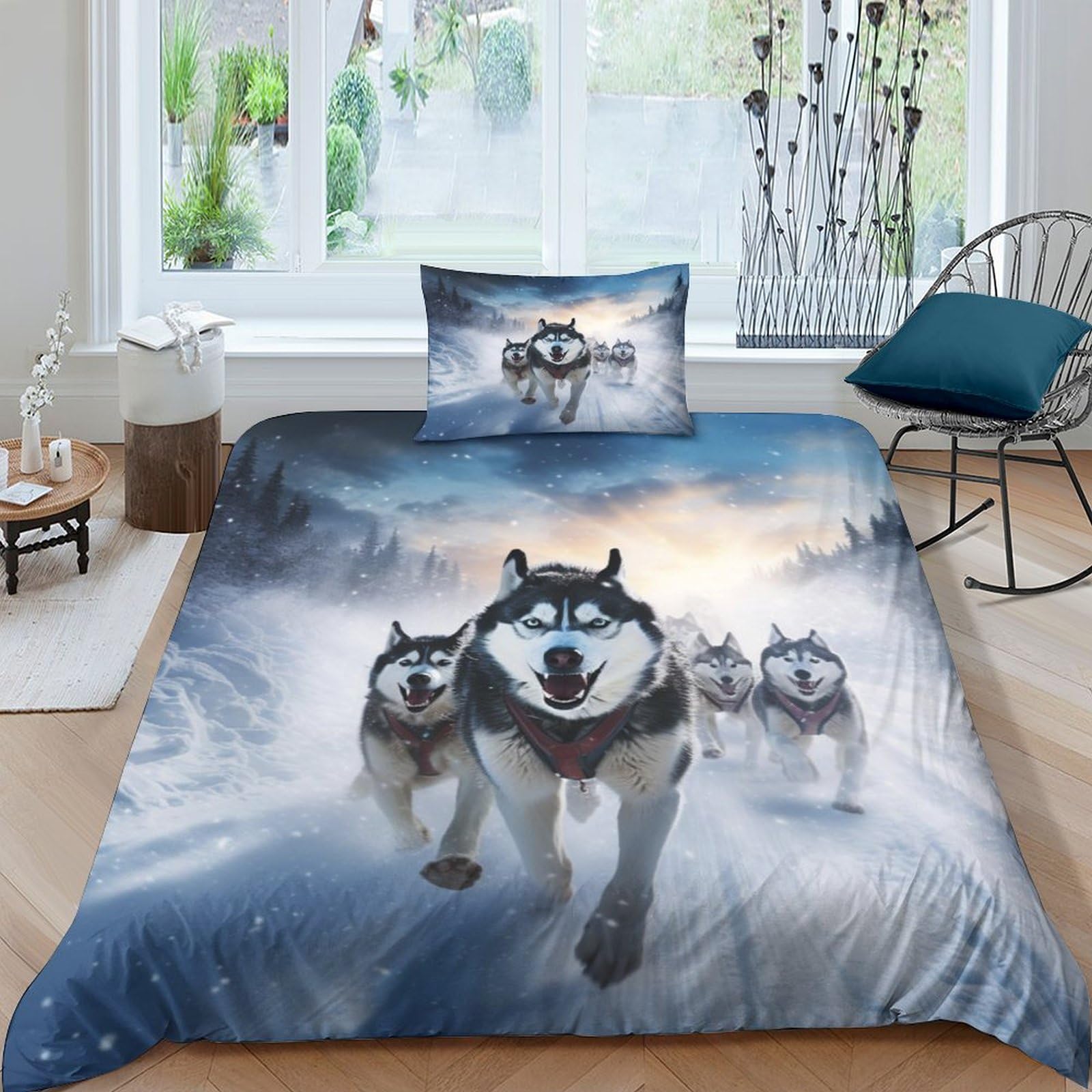 Housse de couette 135x200cm chiens contre l'humidité et les allergies