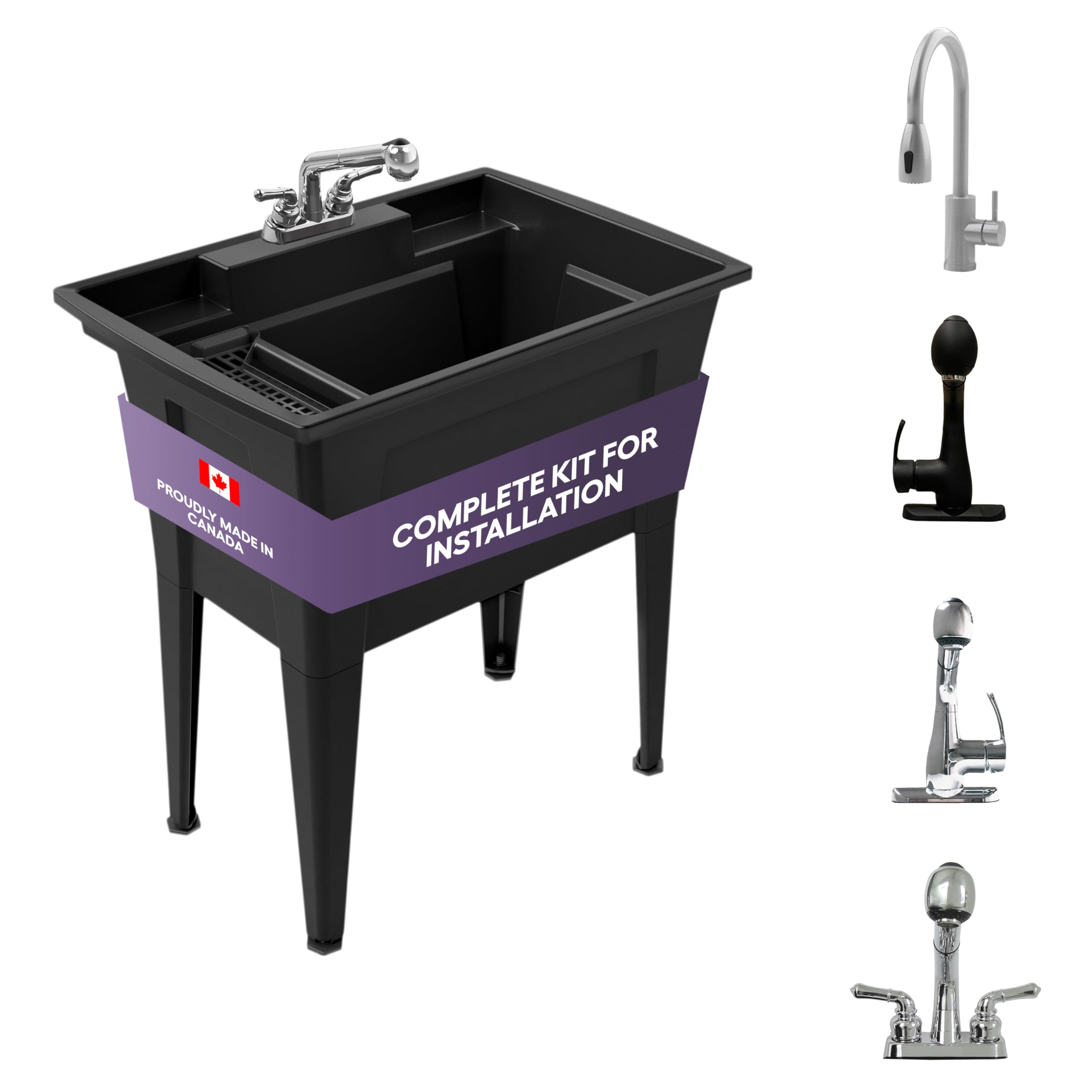 N2OR1　N2BK1 Freestanding Utility Sink with Two Handle Chrome Faucet - 32