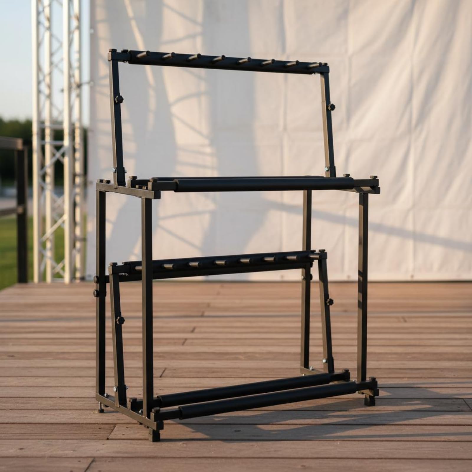 Qianly Porta Ukulele Regolabile Alta Capienza Supporto Chitarre Struttura in Metallo Espositore Strumenti per Musicisti, Esposizione, Negozio