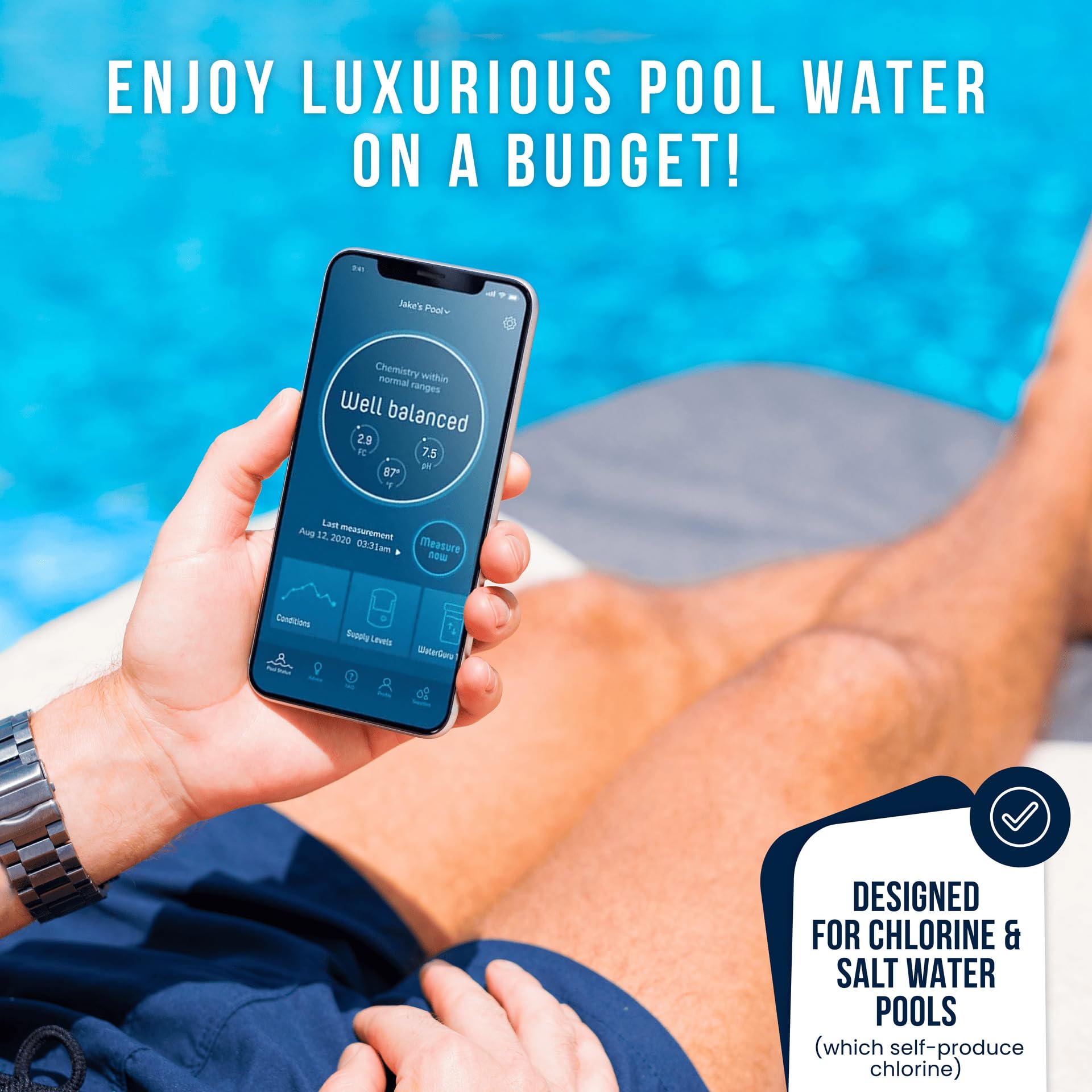 WaterGuru Adapter do skimmera Sense - Smart Pool Monitor - tester chloru i pH do wody w basenie - chemikalia basenowe (adapter do skimmera okrągłego 20,3 cm)
