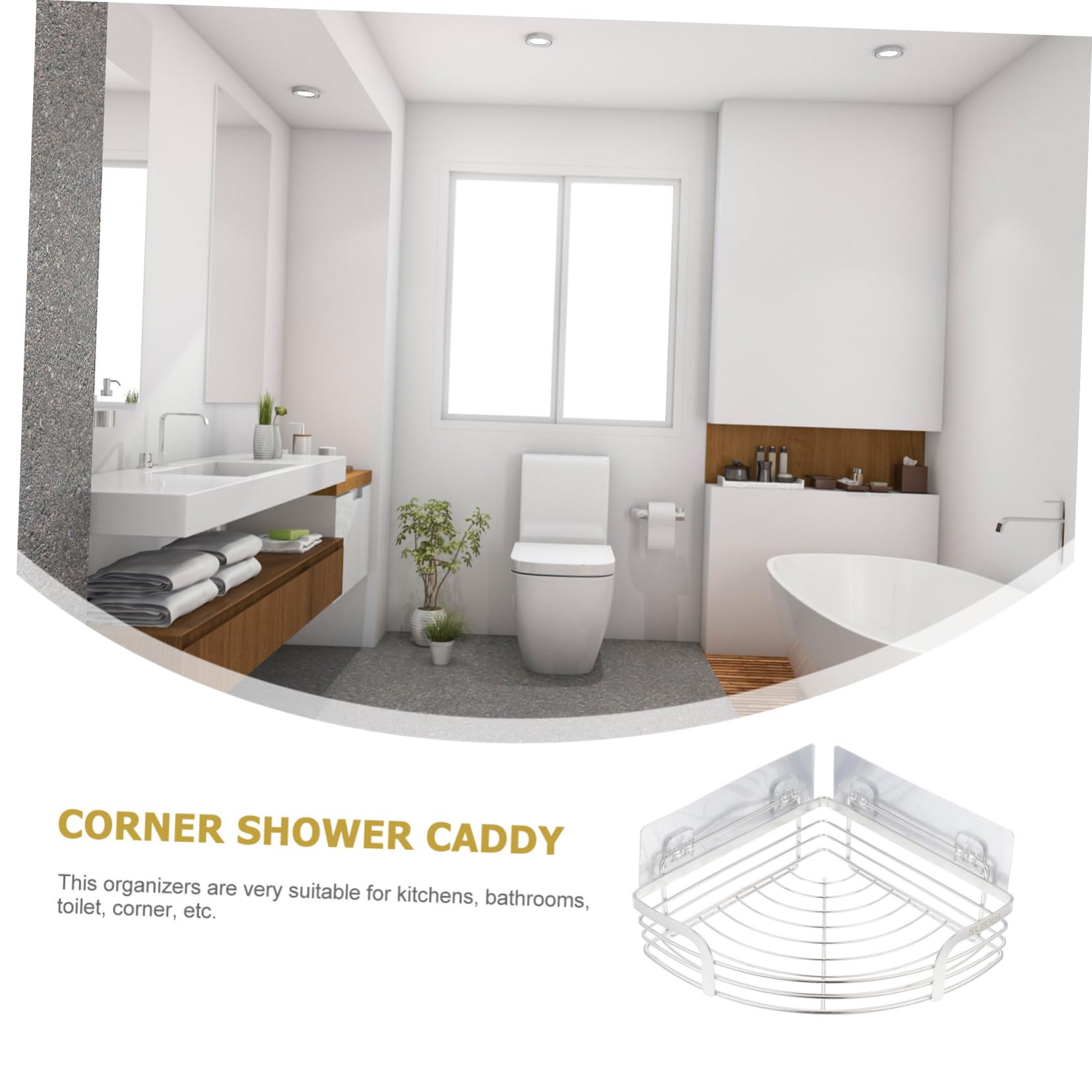 TOYANDONA Mensole per Doccia Angolari in Acciaio Inox Organizer da Parete Cava Mensole per Bagno con Ganci Adesivi per Doccia Bagno e Cucina