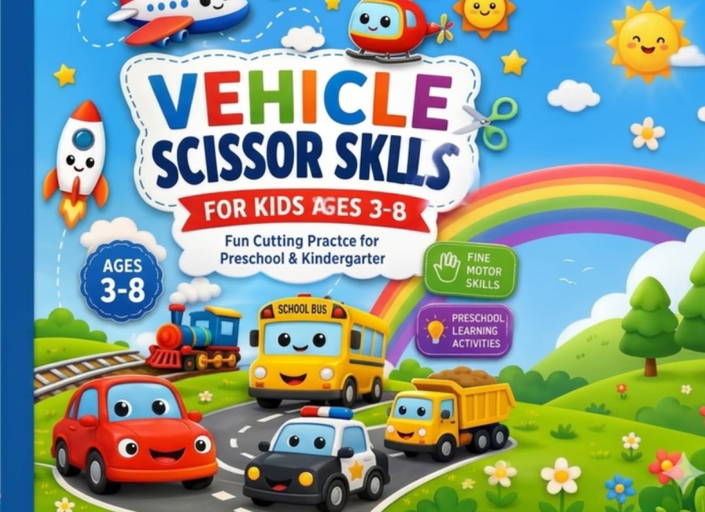 Fun Vehicle Crafts and Cutting Book: Cut, Paste, Trace, Color & Learn with Trucks, Cars, Construction Vehicles, Planes and More!