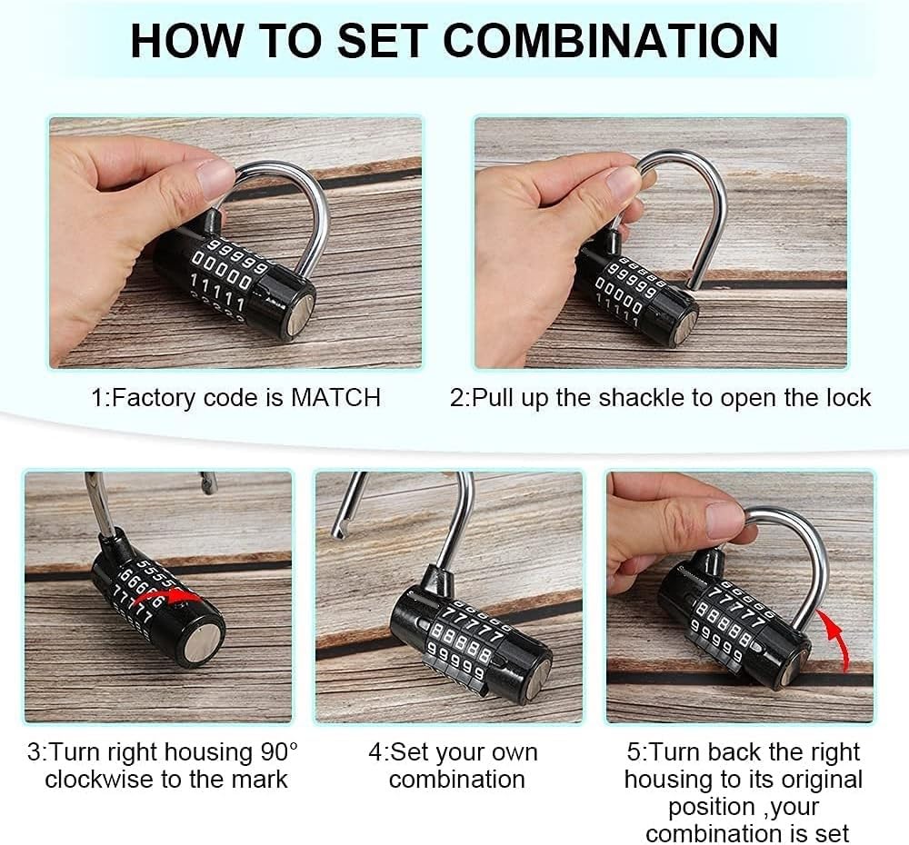 Kłódka na hasło 4 Digit Password Lock 2pack Outdoor Waterproof Set Your Own for Sports Combination