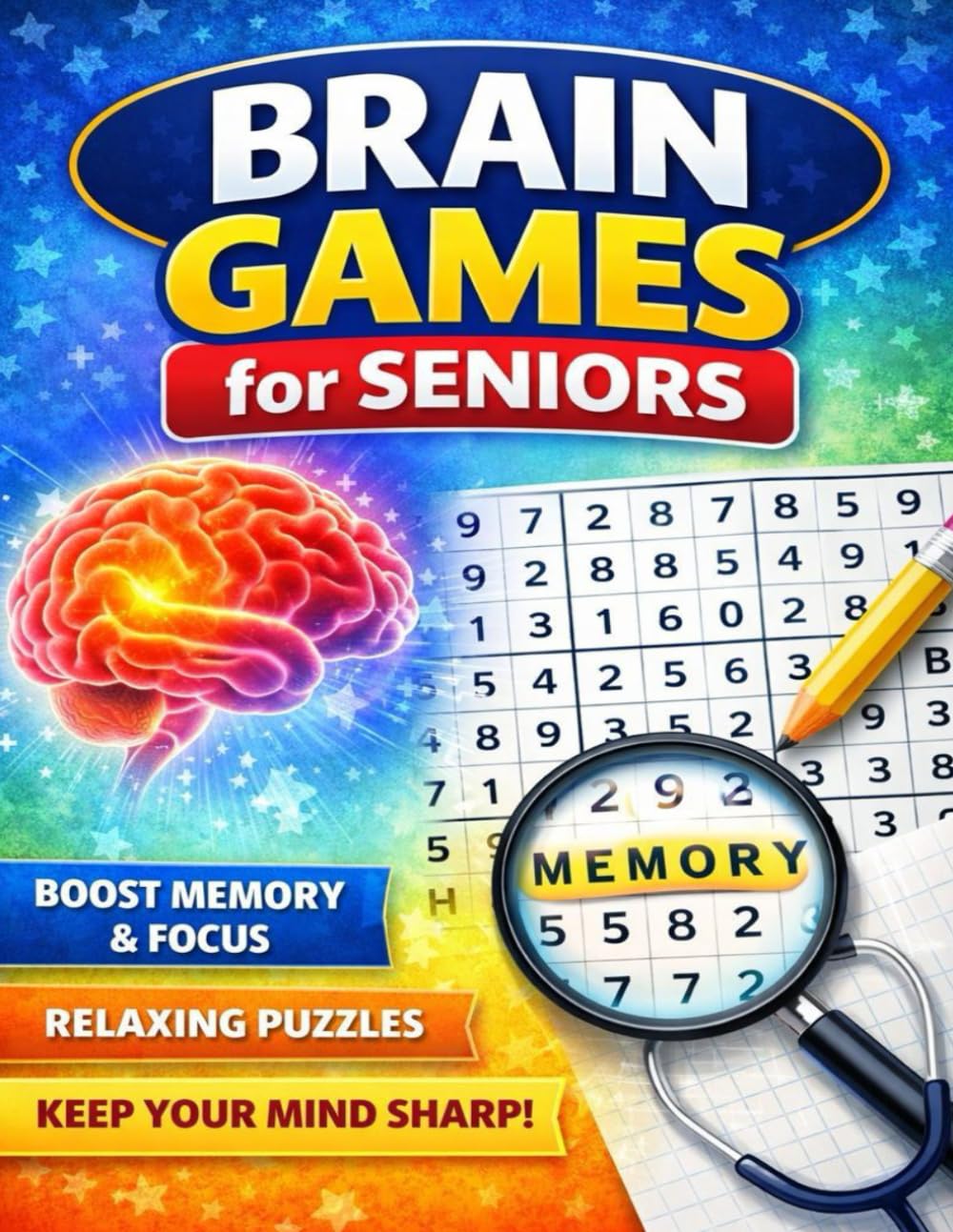 BRAIN GWMES for SENIORS: Boost Memory, Improve Focus & Enjoy Relaxing Word Search and Sudoku Puzzles Total 128 Pages Size 8.5 x 11 inches (LARGE PRINT WORD SEARCH FOR ADULTS & SENIORS)