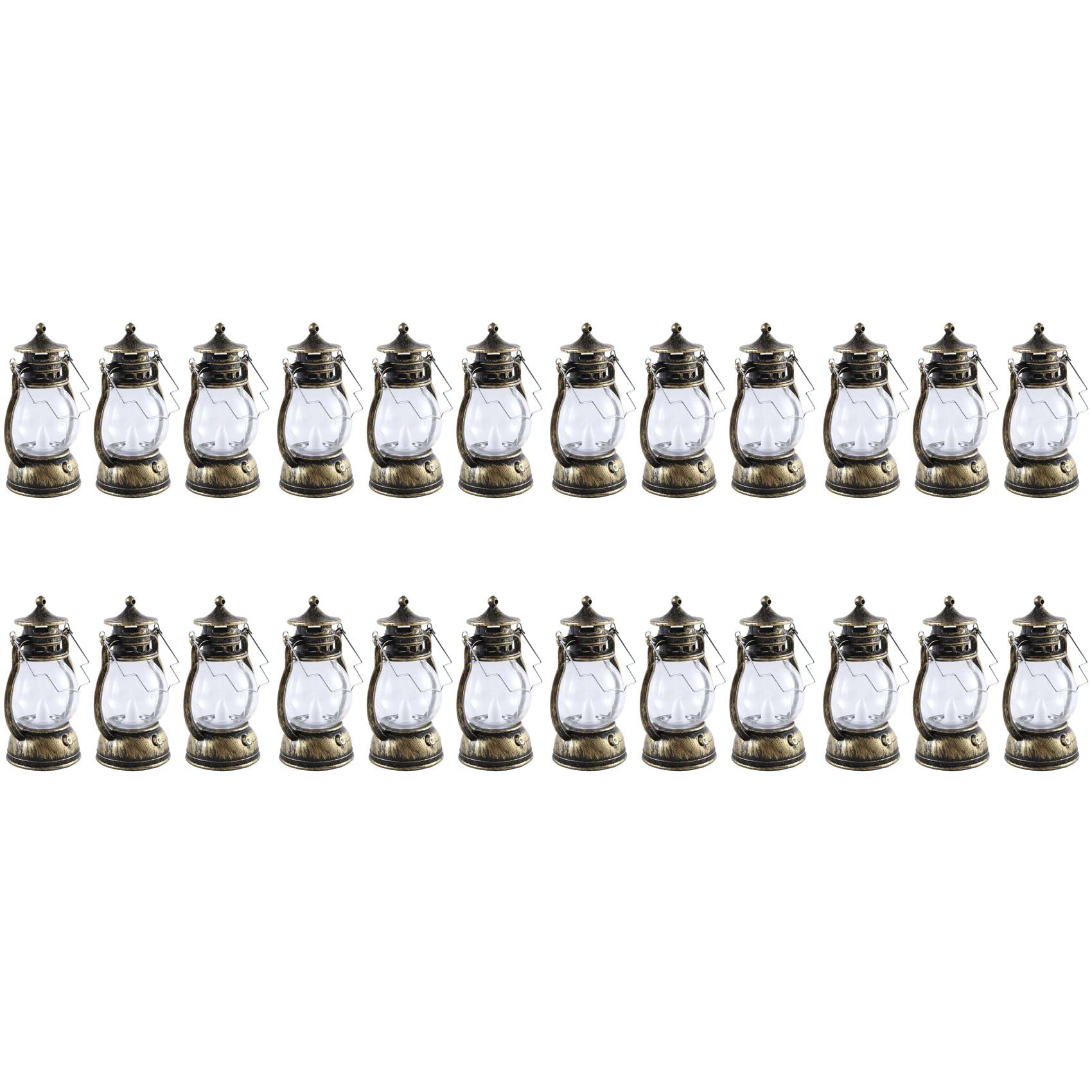 Hndhbfgrt 24 Pcs Mini Lantern Decorative with LED Candle Vintage Lantern Hanging Candle Lanterns Battery Operated Lantern Copper