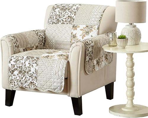 Miniatura 51 de Great Bay Home - Funda reversible de patchwork para sofá biplaza, protector de muebles lavable con correas elásticas - Funda para sofá para perros