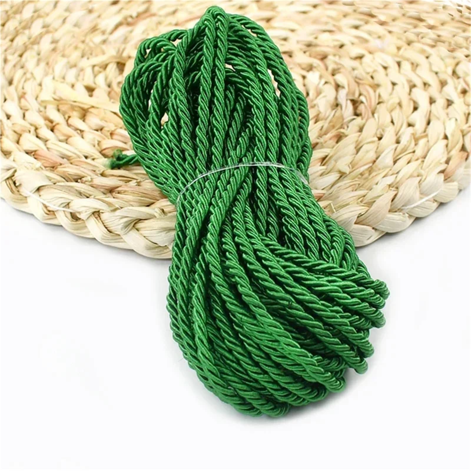Polyester Rope 2Pcs 3 Shares Twisted Rope Polyester Braided Cords Garment Bag Strap Decor Ropes DIY Home Textile Sewing Accessories(DarkGreen)