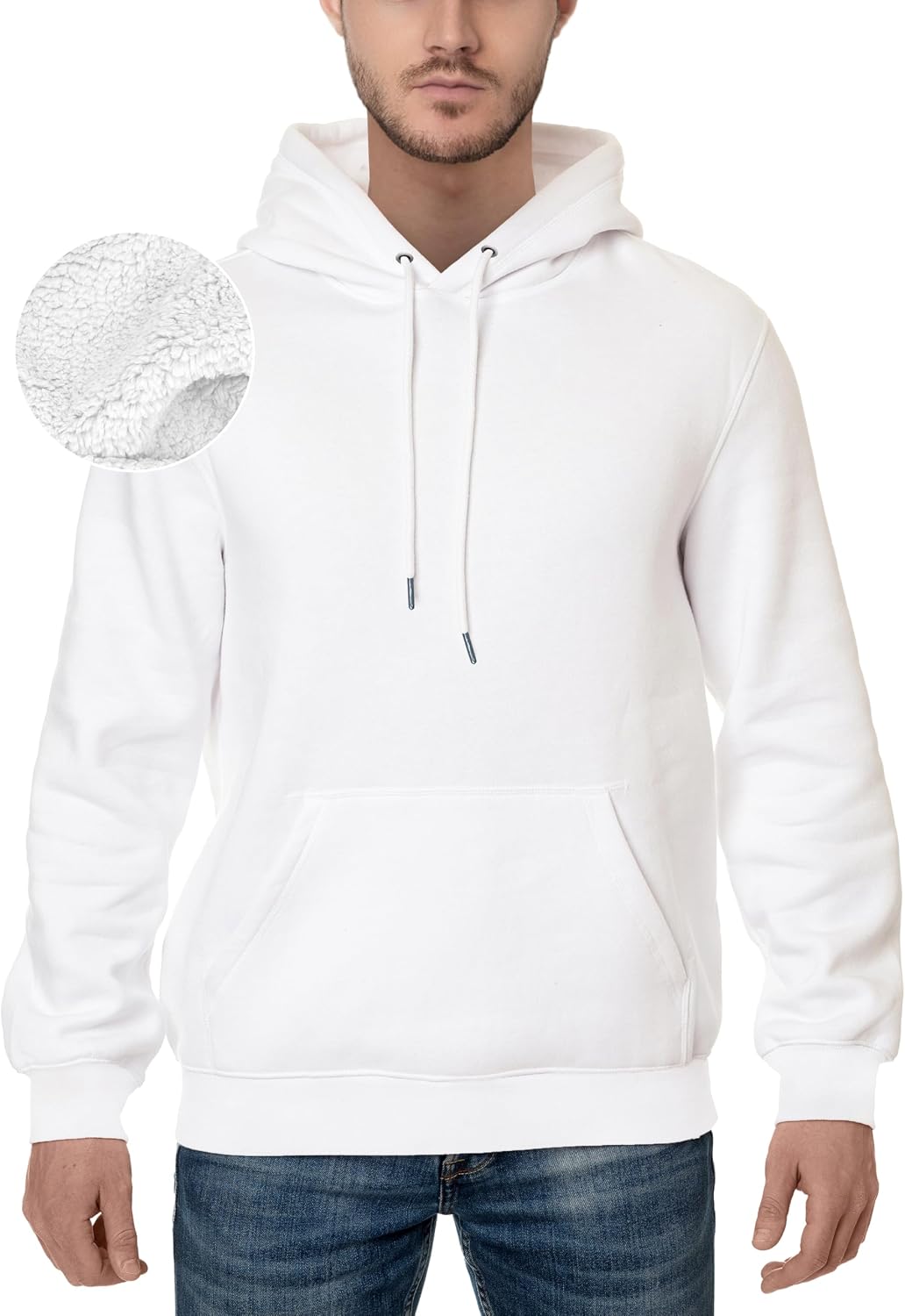 Elegant Comfort Men's Black Men's Hoodie Sherpa-lined Fleece Cotton Men's Hoodie, Soft Breathable Sweatshirt