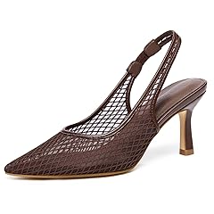Womens Mesh Slingback Kitten Heels Pointed Toe Low Heel Pumps Sexy Dress Shoes