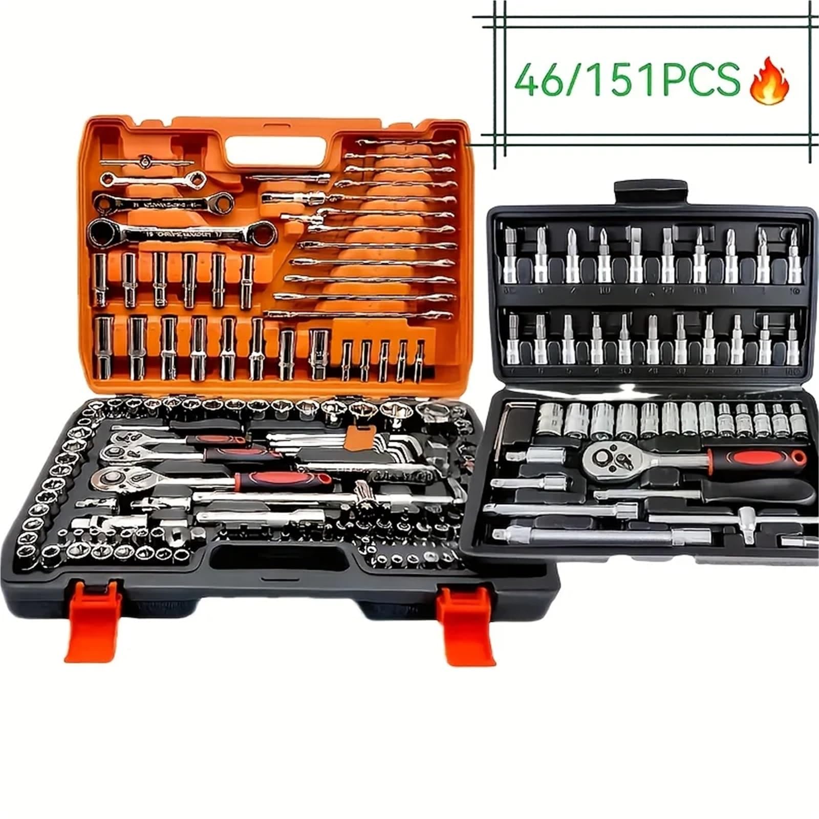 Auto Werkzeugset 46/151-teilige Werkzeugsätze for Kfz-Maschinen, Multi-Schraubendreher-Sets, Reparaturwerkzeuge for Fahrräder und Motorräder(46pcs)