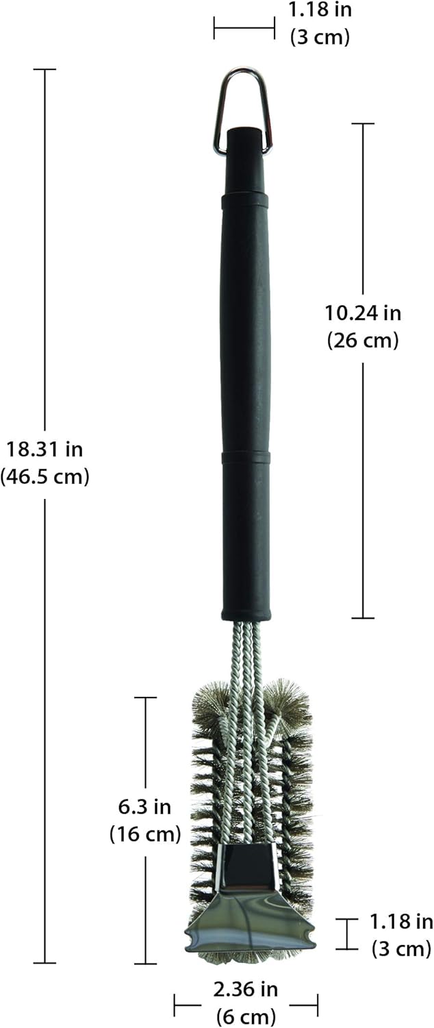 Farberware 5261925 Barbecue Triple Head Grill Brush, 18-Inch, Black : Patio, Lawn & Garden