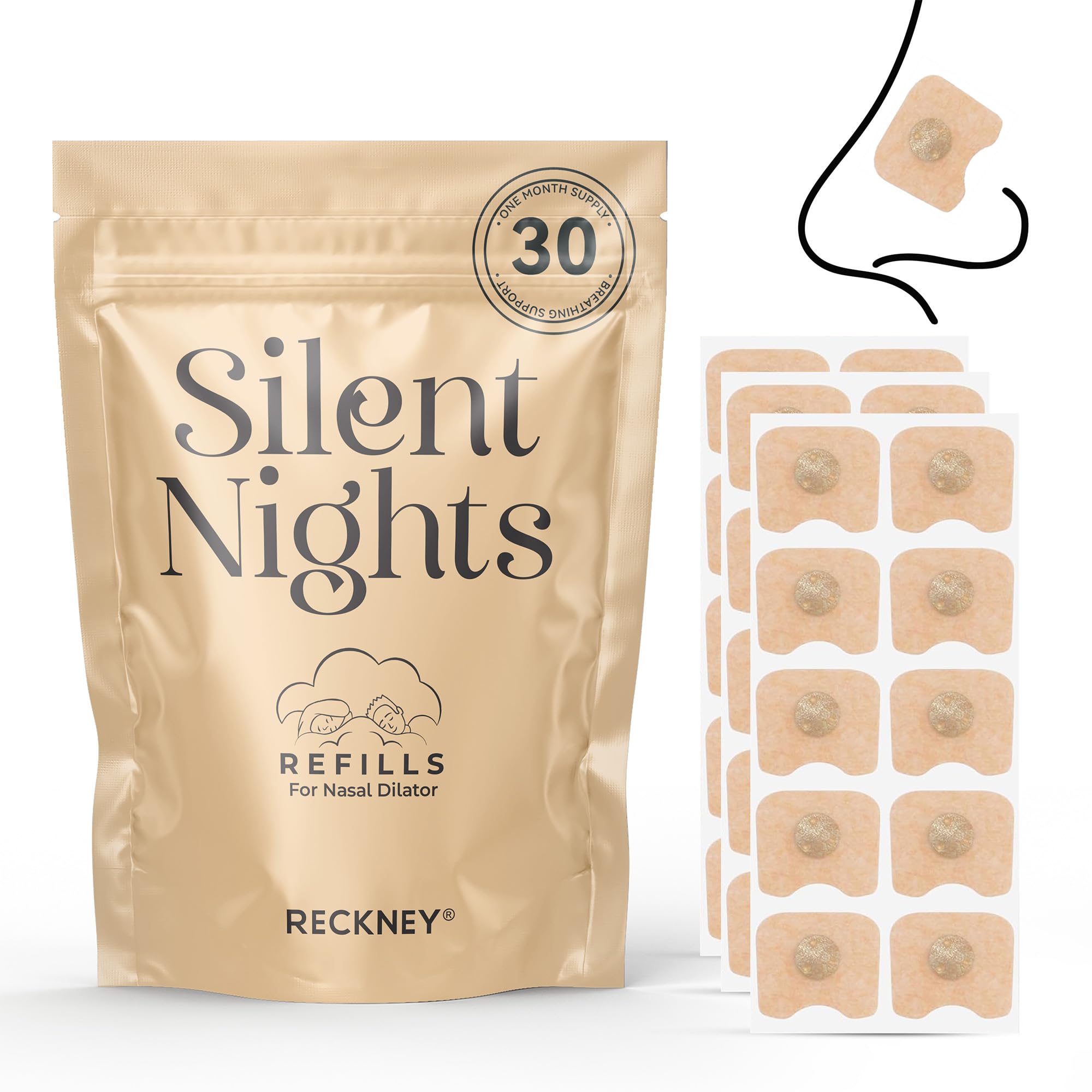 RECKNEY 60PCS Magnetic Nose Strip Refill Tabs Pack, Compatible with Magnetic Nasal Dilator Strip Anti-Snoring Sleep Nasal Strips, Nose Magnets Anti-Snoring Equipment for Dialator