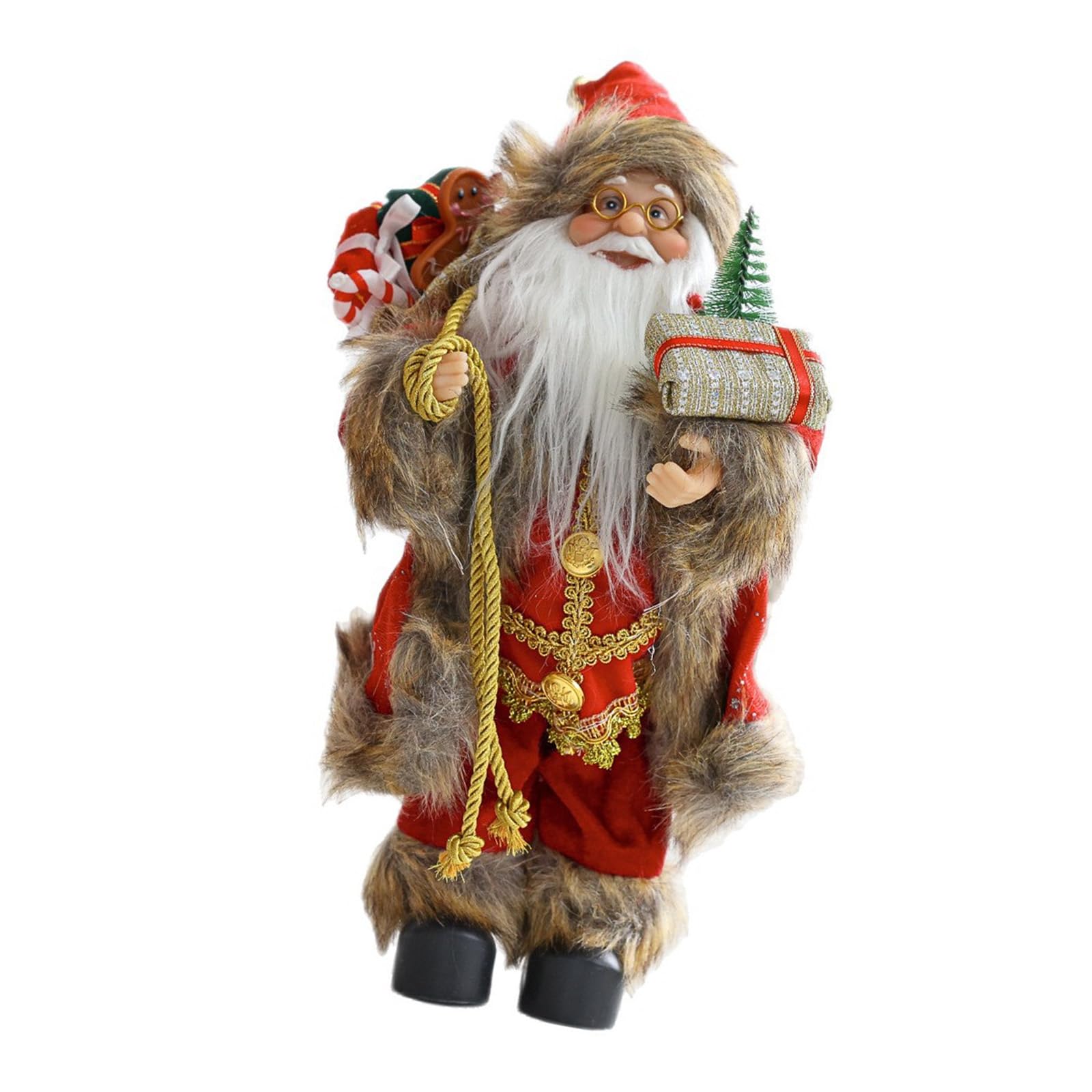 carotoe Santa Decorative Figurine Elegant Standing Home Accent for Christmas Display Christmas Santa Statue Decoration