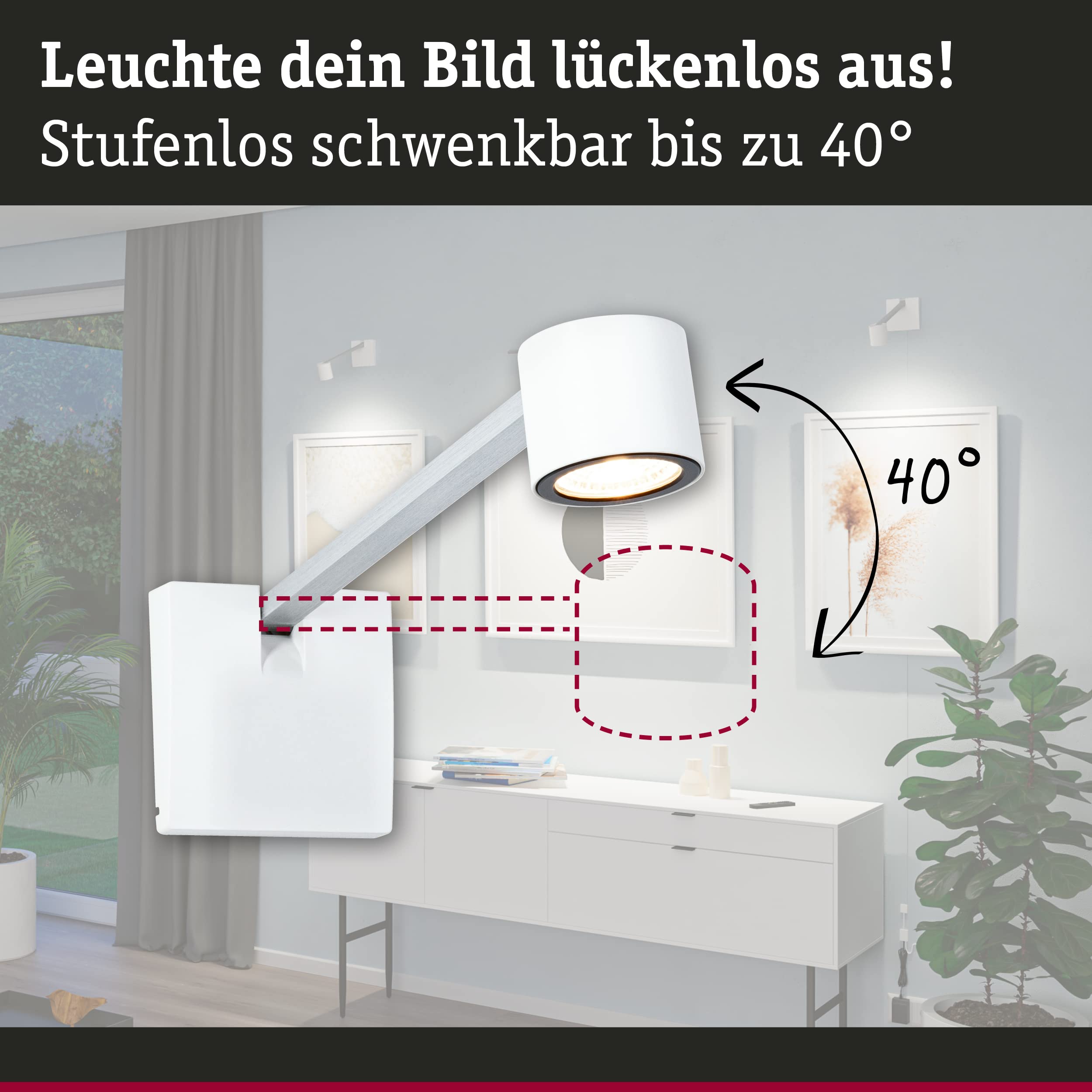 Paulmann 95576 Luce LED per quadri Adelia set 370lm incl. 1x4,5 W dimmerabile illuminazione quadri 2700 K