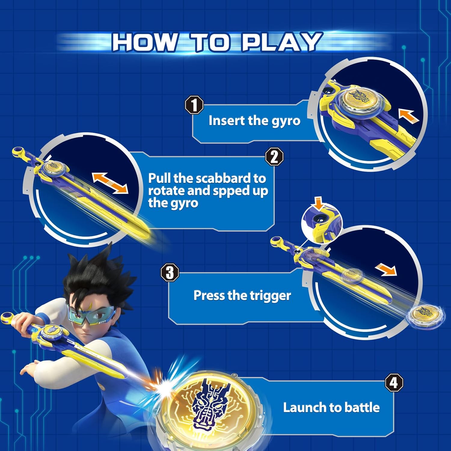 INFINITY NADO Battling Toys Set for 8-12 with Detachable Stadium, 3PCS Spinning Tops & Sword Launchers, Metal Spinning top for Boys Girls Age 5+, Spirit Wind Panda Battle Set