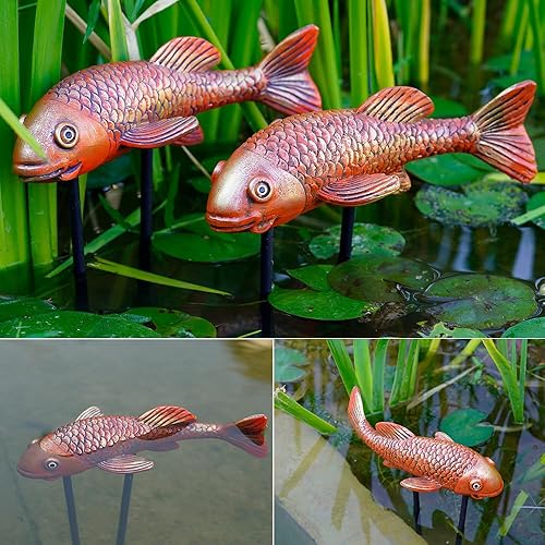 Miniatura 3 de Estatuas de Jardín de Peces Koi de Cerámica Antigua - Juego de 2  Exquisitas Esculturas de Peces para Exteriores, Patio, Estanque y Decoraciones de