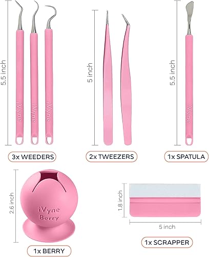 Miniatura 9 de iVyne Kit de herramientas de deshierbe de vinilo de alta calidad y recolector de desechos de deshierbe herramientas de agarre suave con bayas,