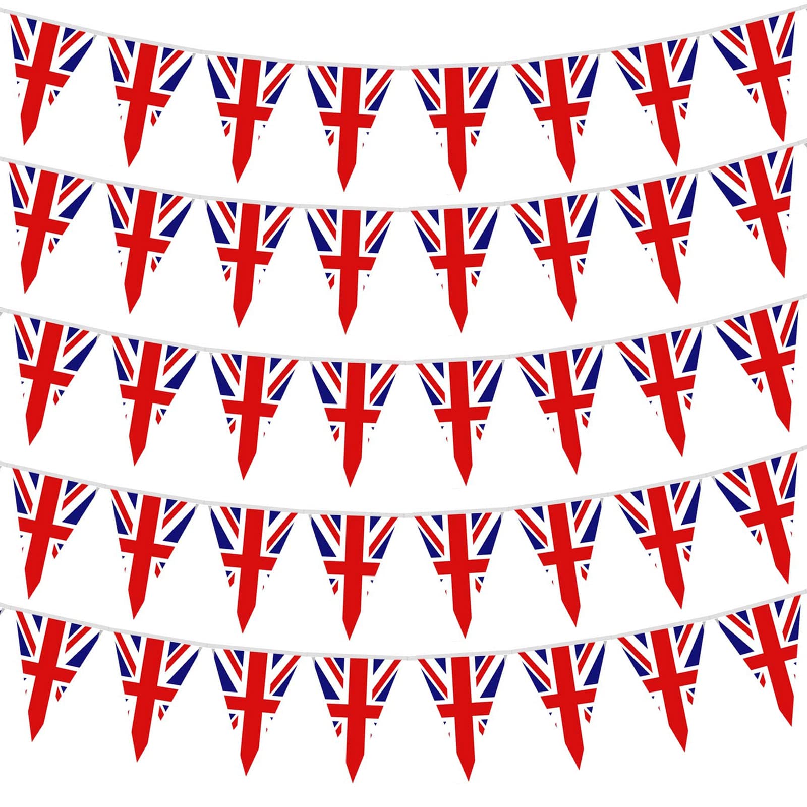 10m/33ft Union Jack Flag Bunting British Flag Bunting Banner with 38 Triangle Flags, United Kingdom Flag Bunting UK Bunting Flags for Union Jack Sport Events Royal Party Decoration Supplies