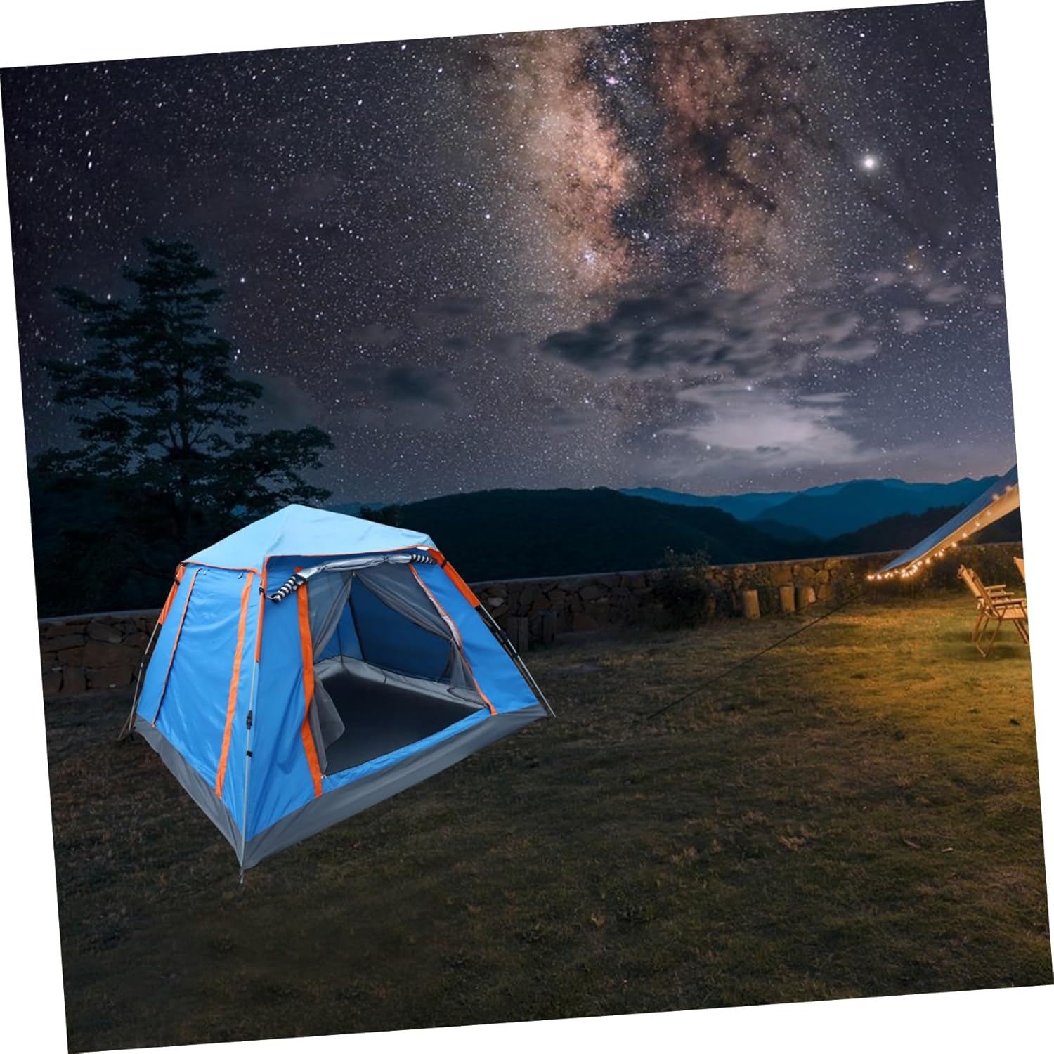 Outdoor Automatic Folding Camping Tent Water-Resistant Oxford Cloth Portable for People Easy Setup for Hiking Beach and Backyard Use Sky Blue