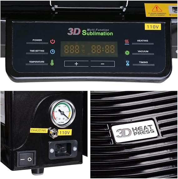 3D Vacuum Sublimation Heat Press Machine 2800W Multi-Function Vacuum Sublimation Heat Transfer for Mugs Ceramic and Glass Sublimation Craft