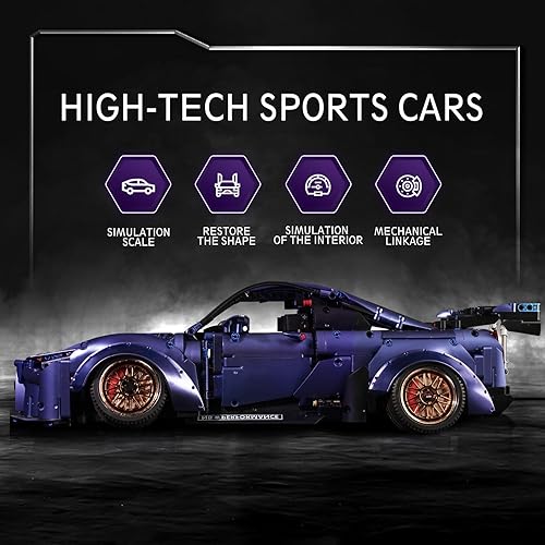 Miniatura 2 de ZYLEGEN Juego de juguetes de construcción de autos de carreras, juego de construcción de modelos coleccionables y auto deportivo, kit de