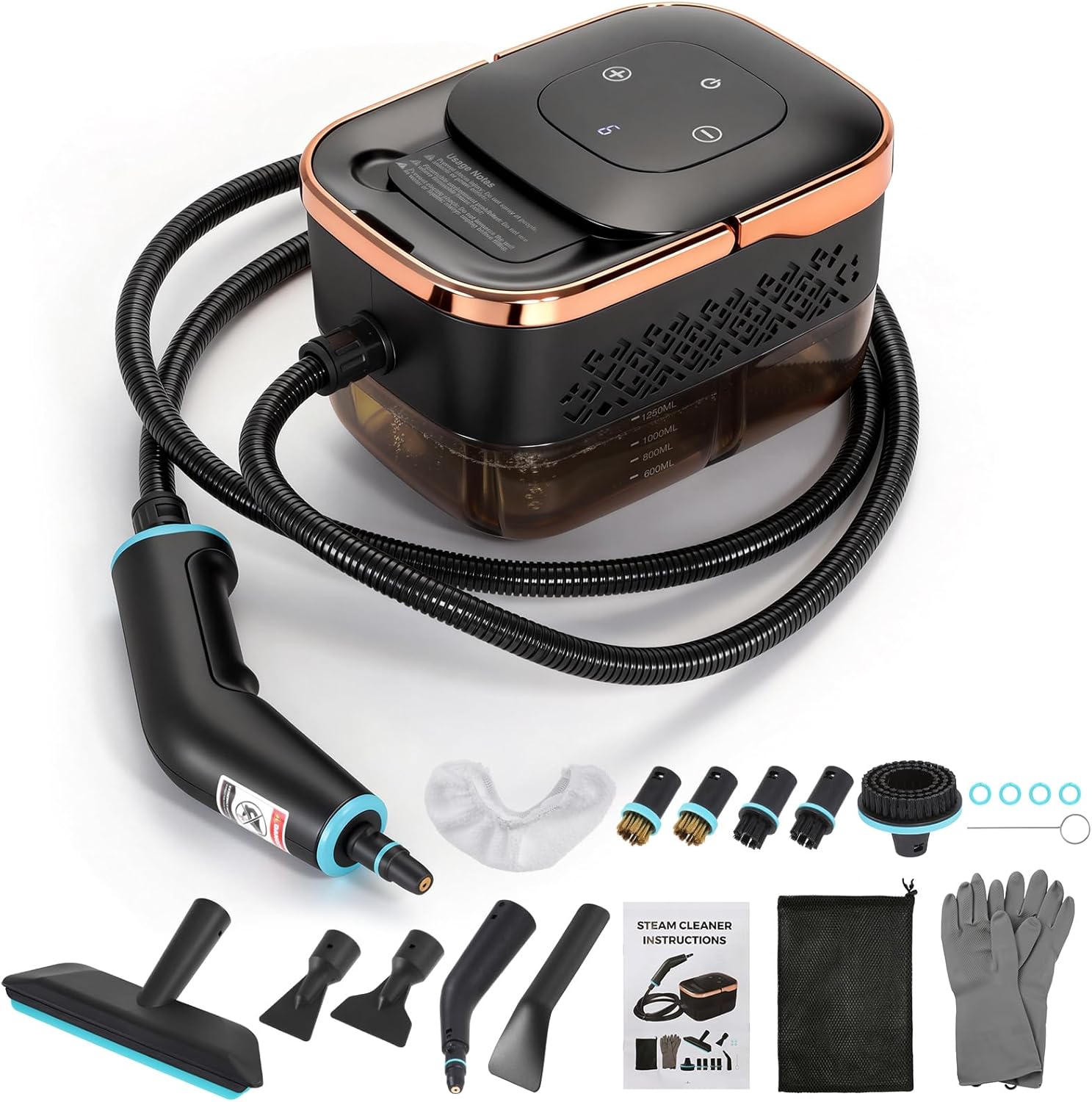 Dyna-Living Steam Cleaner 1500W Engine Steam Cleaner Handheld High Pressure Steam Cleaner for Cleaning, Car Steamer with 42.2 oz Tank, Portable Steamer for Car Detailing, Floor, Carpets, Tile