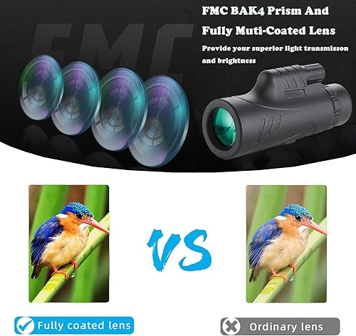 Miniatura 7 de 80x100 de alta potencia de visión nocturna BAK4 telescopio monocular compacto portátil impermeable monoculares adultos con trípode adaptador de