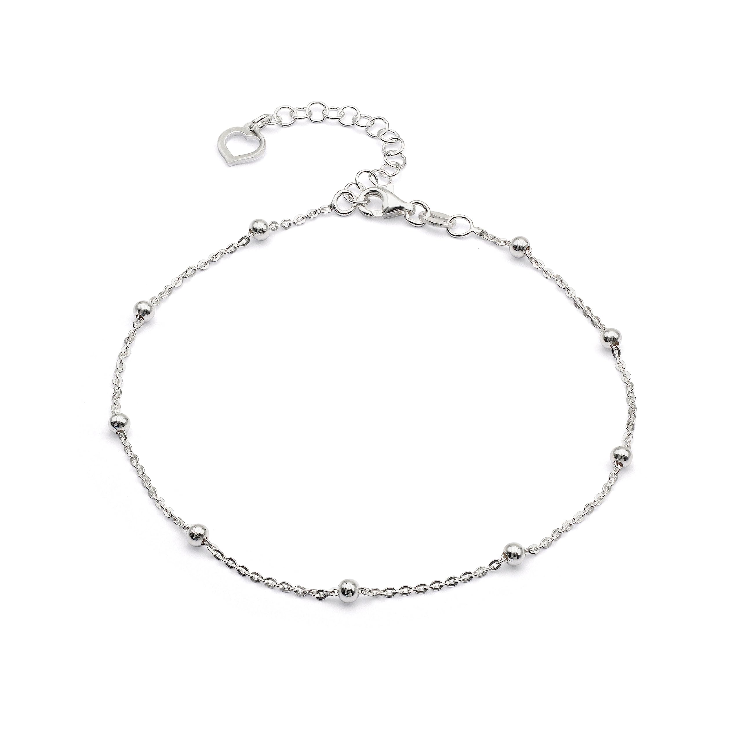 Aka Gioielli® - Cavigliera Donna con Perline in Argento 925 o Placcato Oro 18 Kt - lunghezza regolabile