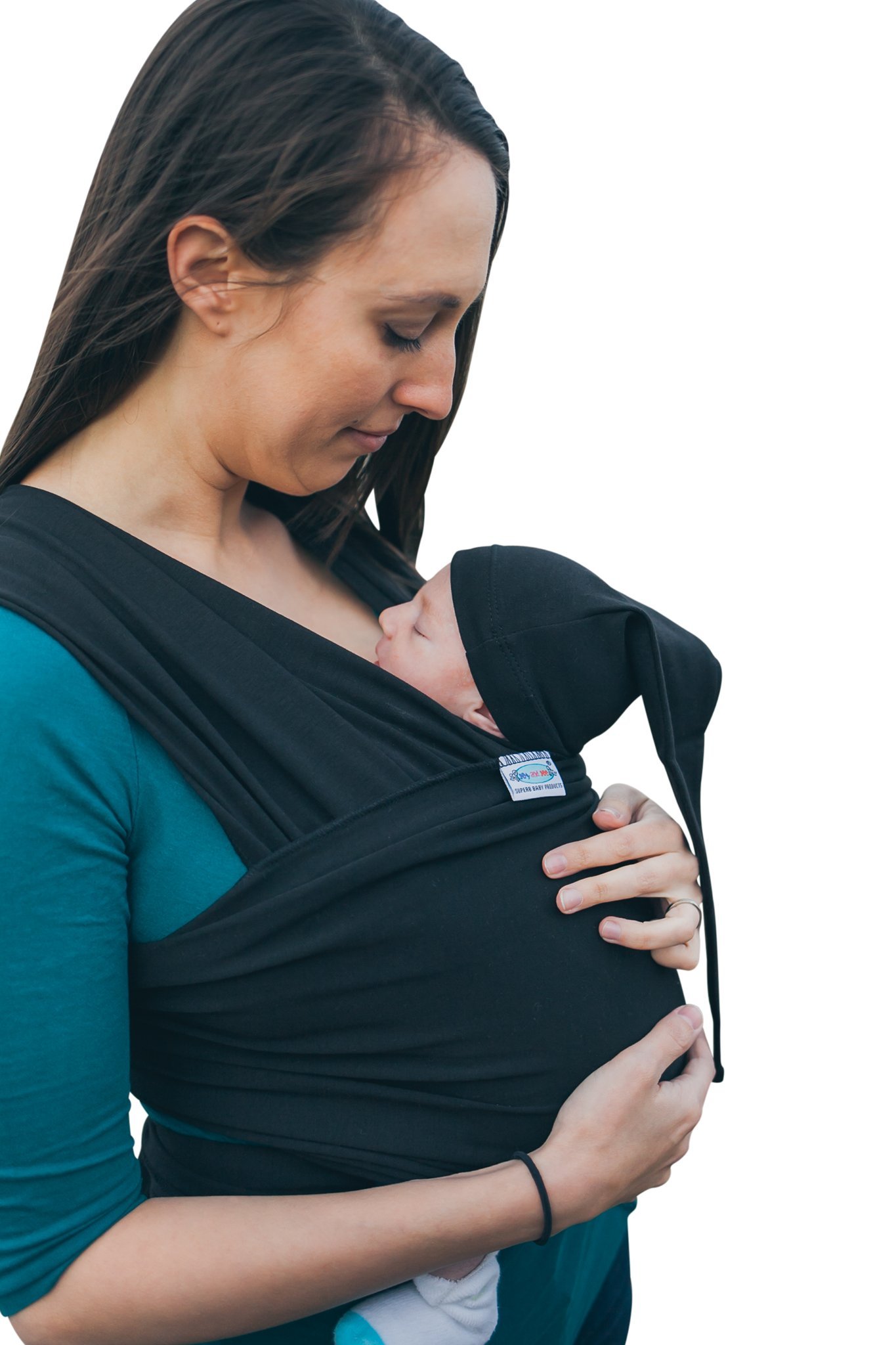 Joy and JoeBaby Wrap Sling Organic Stretchy Carrier | UK/EU Safety Tested | Made in UK ® | Suitable from Birth to 16Kg | With Hat, Bag Full Colour Instruction (Black)