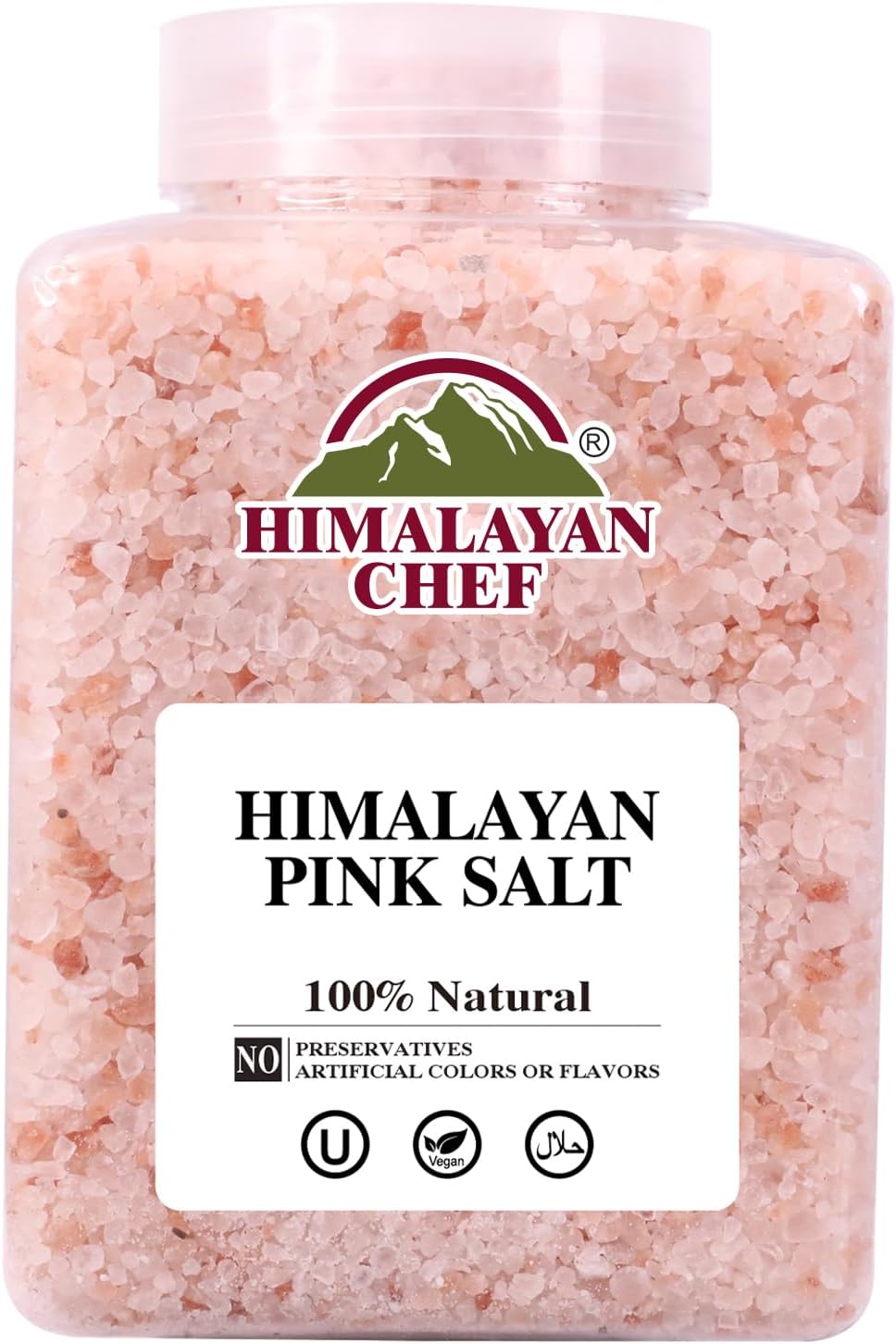 Himalayan Chef Pink Himalayan Salt Coarse Grain, Plastic Jar - 5 lbs. For Refill Grinders