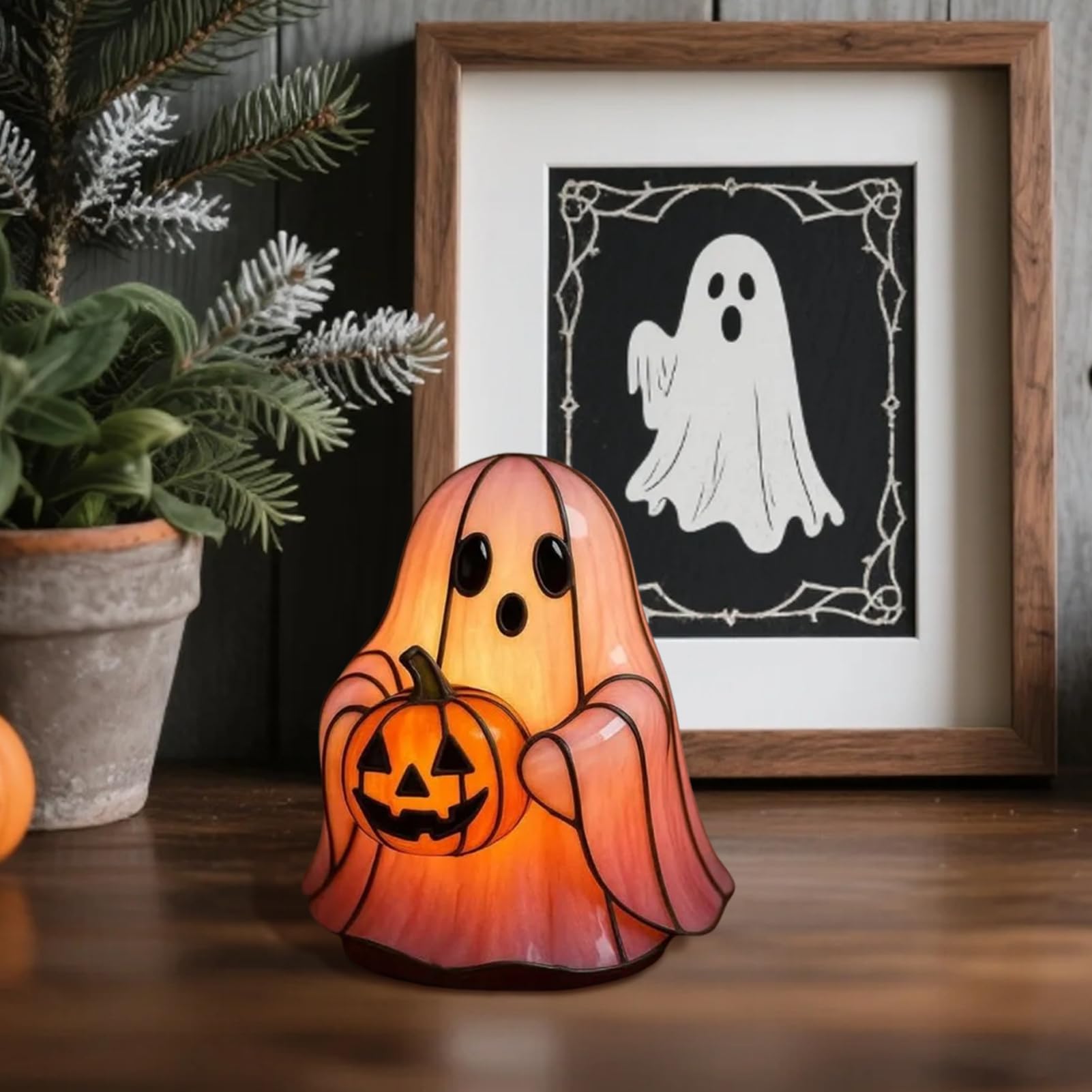 Genérico Lámpara de Halloween - tu Fantasma,Decoración LED Portátil para Estanterías Habitación Infantil Dormitorio Mesa Decoración Interior de Hogar