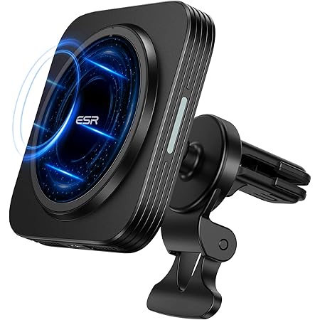ESR HaloLock Magnetic 7.5W Wireless Car Charger [Magnetic Attachment and Alignment] [Secure Air Vent Clamp] for iPhone 12/12 Pro/12 mini/12 Pro Max – Black