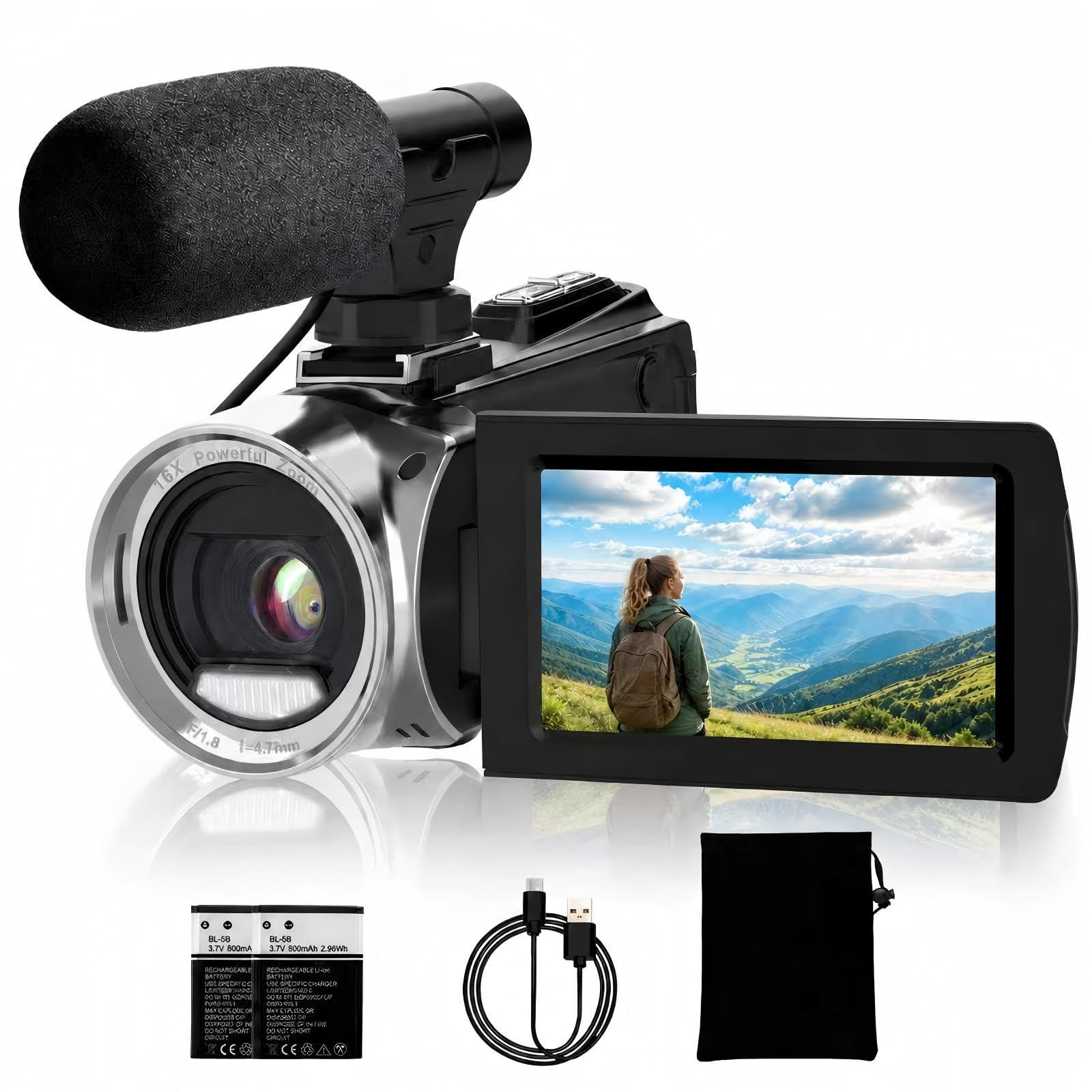 Amazon.com : 4K 48MP Video Camera for YouTube, Compact Camcorder
