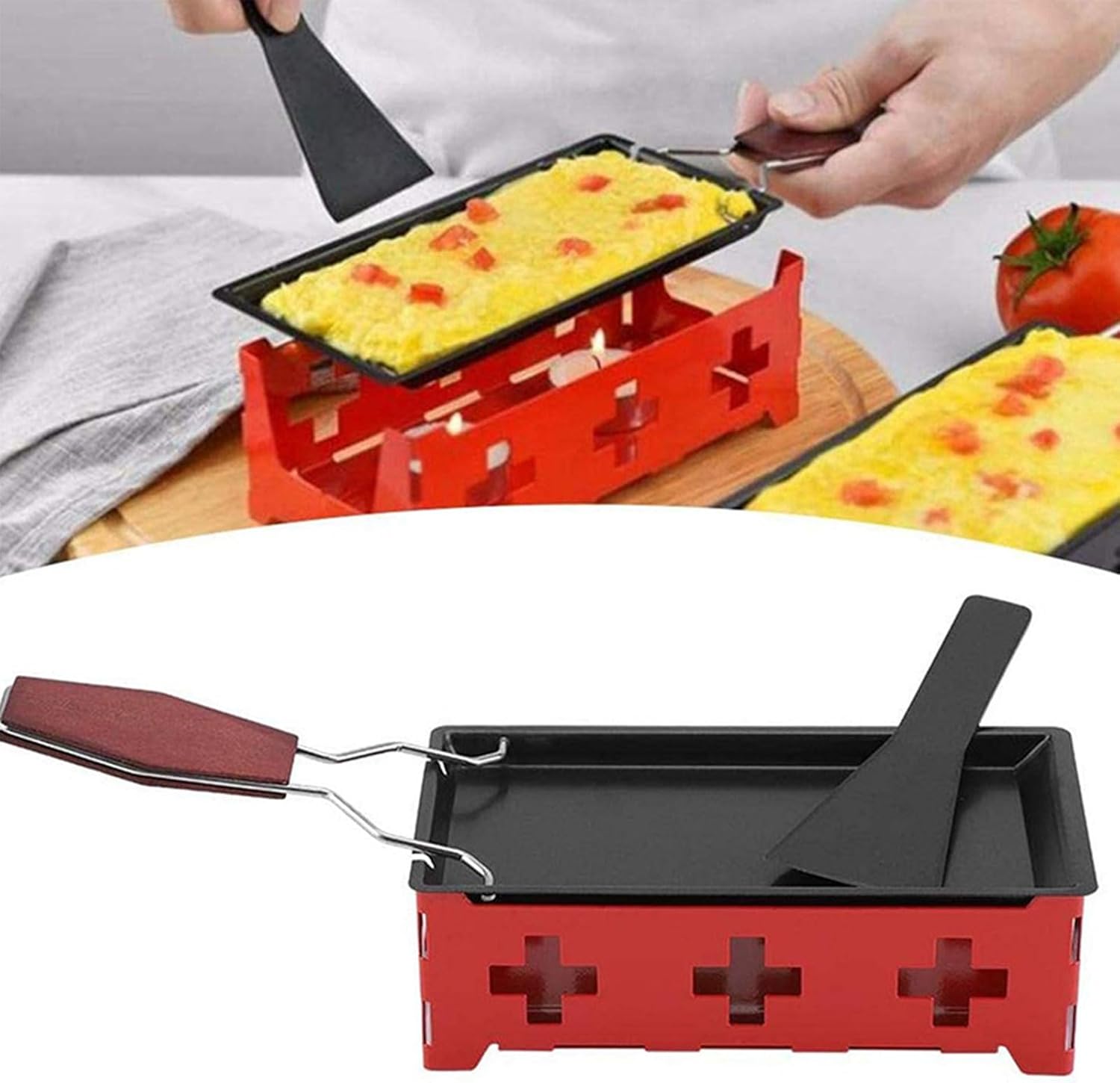 Non-Stick Cheese Melter, Cheese Baking Pan with Spatula with Collapsible Handle, Cheese Oven Baking Pan for Dinner Parties