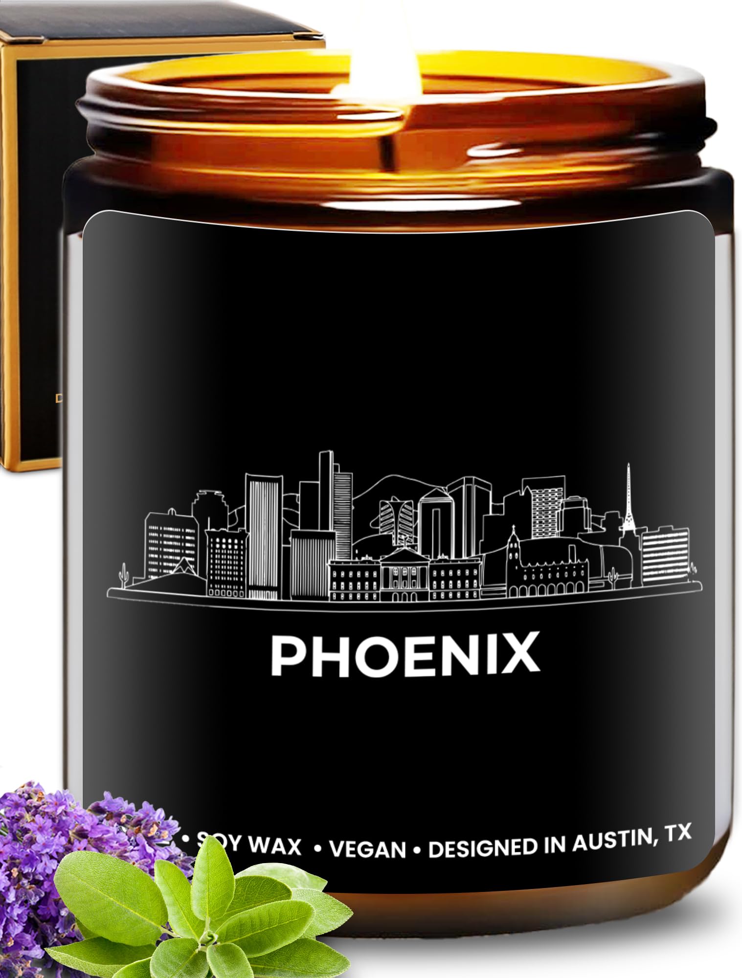 Phoenix Candle, House Warming Phoenix Themed Gifts for Men &amp; Women, Unique Skyline and City Souvenirs for Her, Best Sentimental Gifts for Moving Away, Ideal for Birthday, Christmas, Gift-Ready
