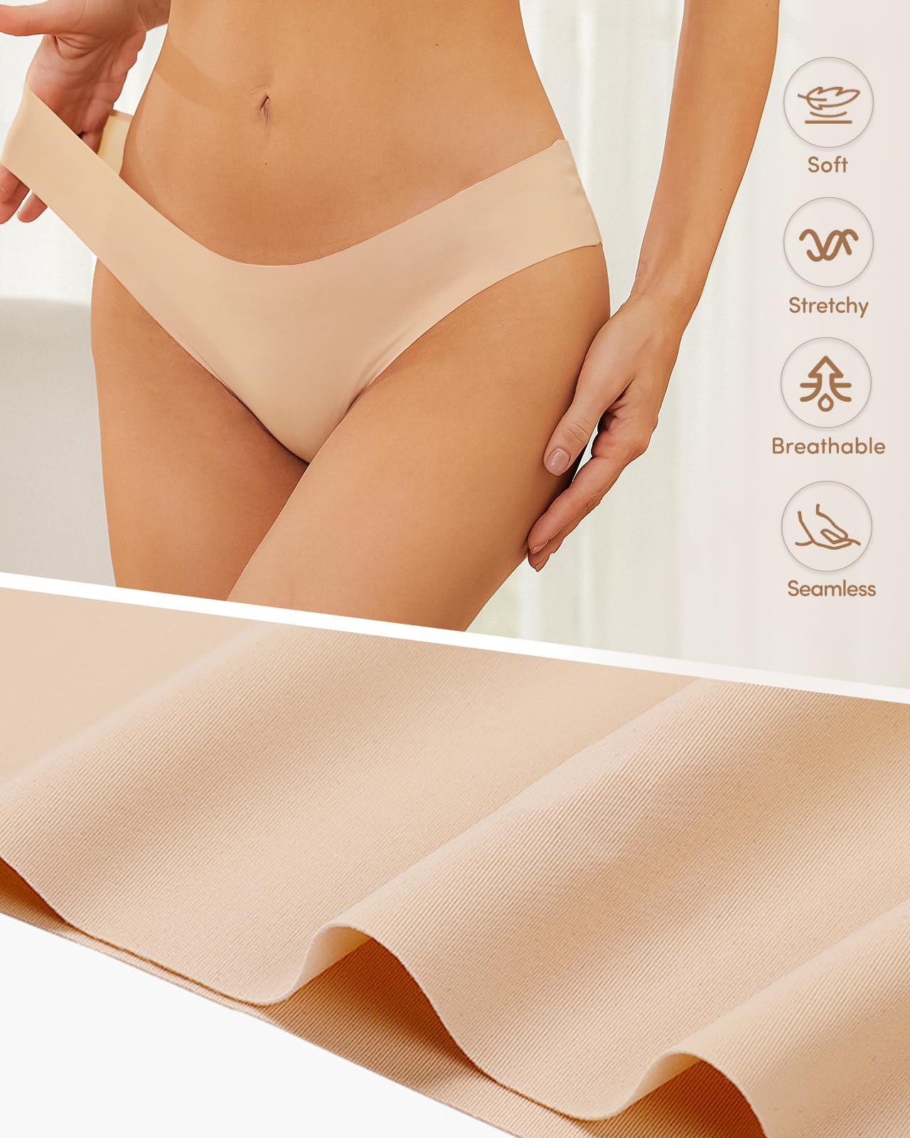 Adorel Culotte sans Couture Slip Invisible sous-vêtements Femme Lot de 6