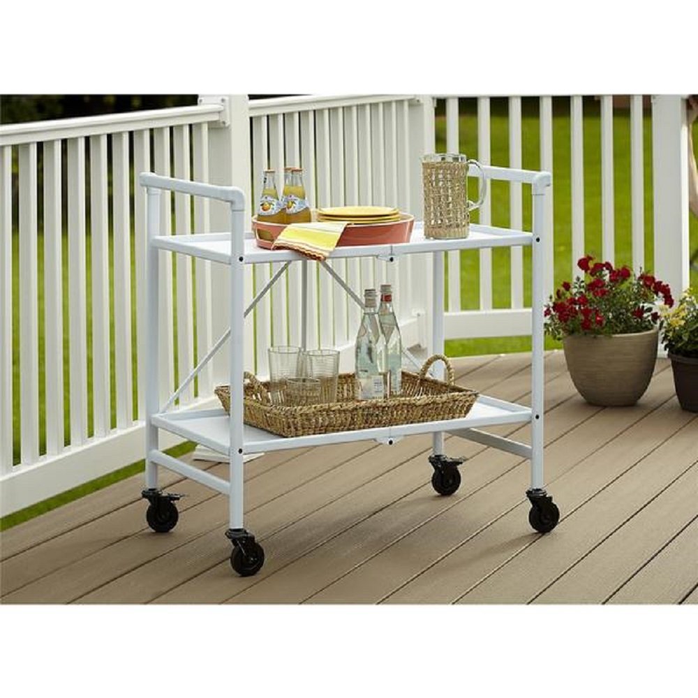 Serving Cart for Dining Room Outdoor Folding Rolling Wheels Portable