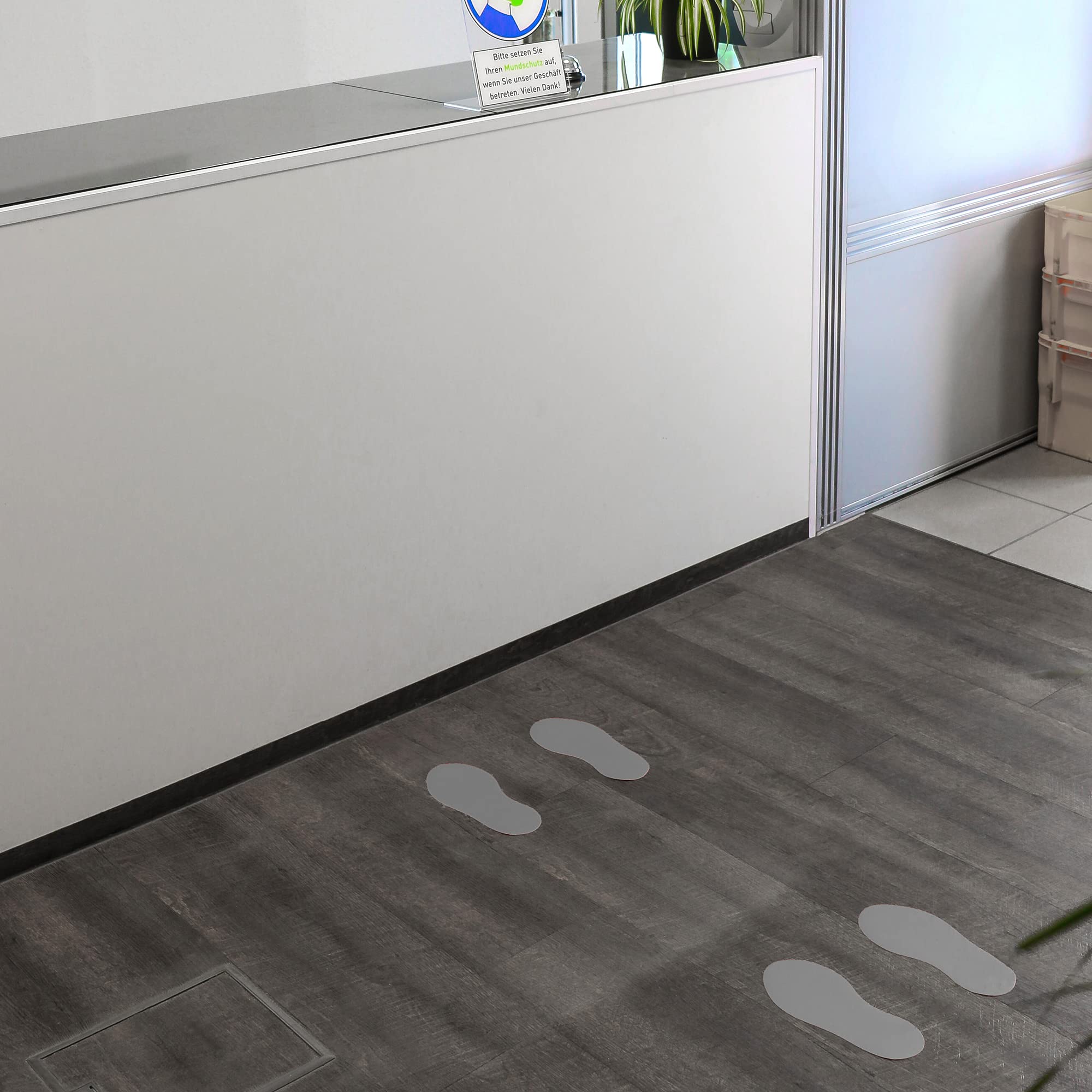 Adesivi Pavimento Impronte Verdi - 10 Coppie Per Distanziamento Sociale, Antiscivolo R10 - Foto 6