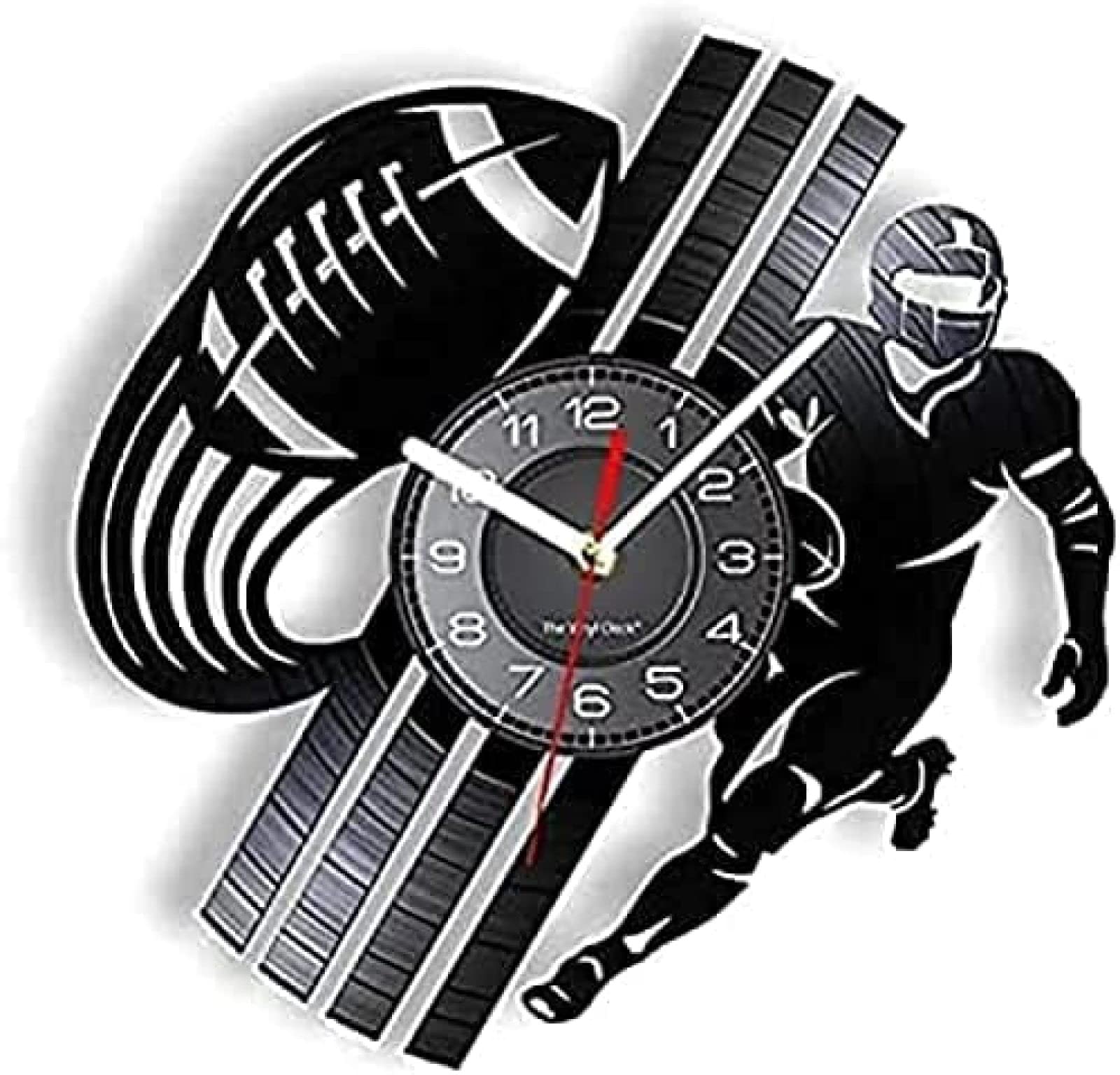 Horloge murale football américain vinyle silencieuse déco rugby