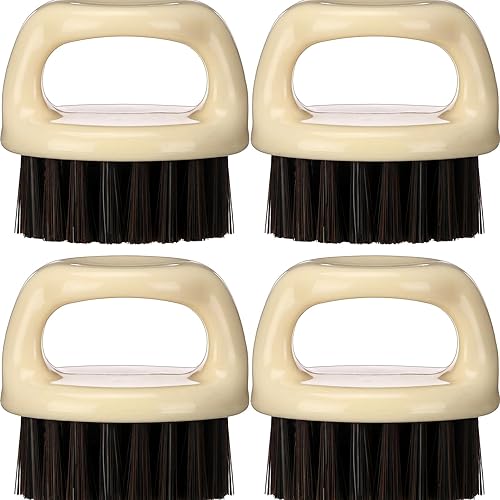 Miniatura 9 de Juego de 4 cepillos para nudillos: cepillo para desvanecer, cepillo para barba de barbero para hombres, cepillo de cara y cuello, cepillo para