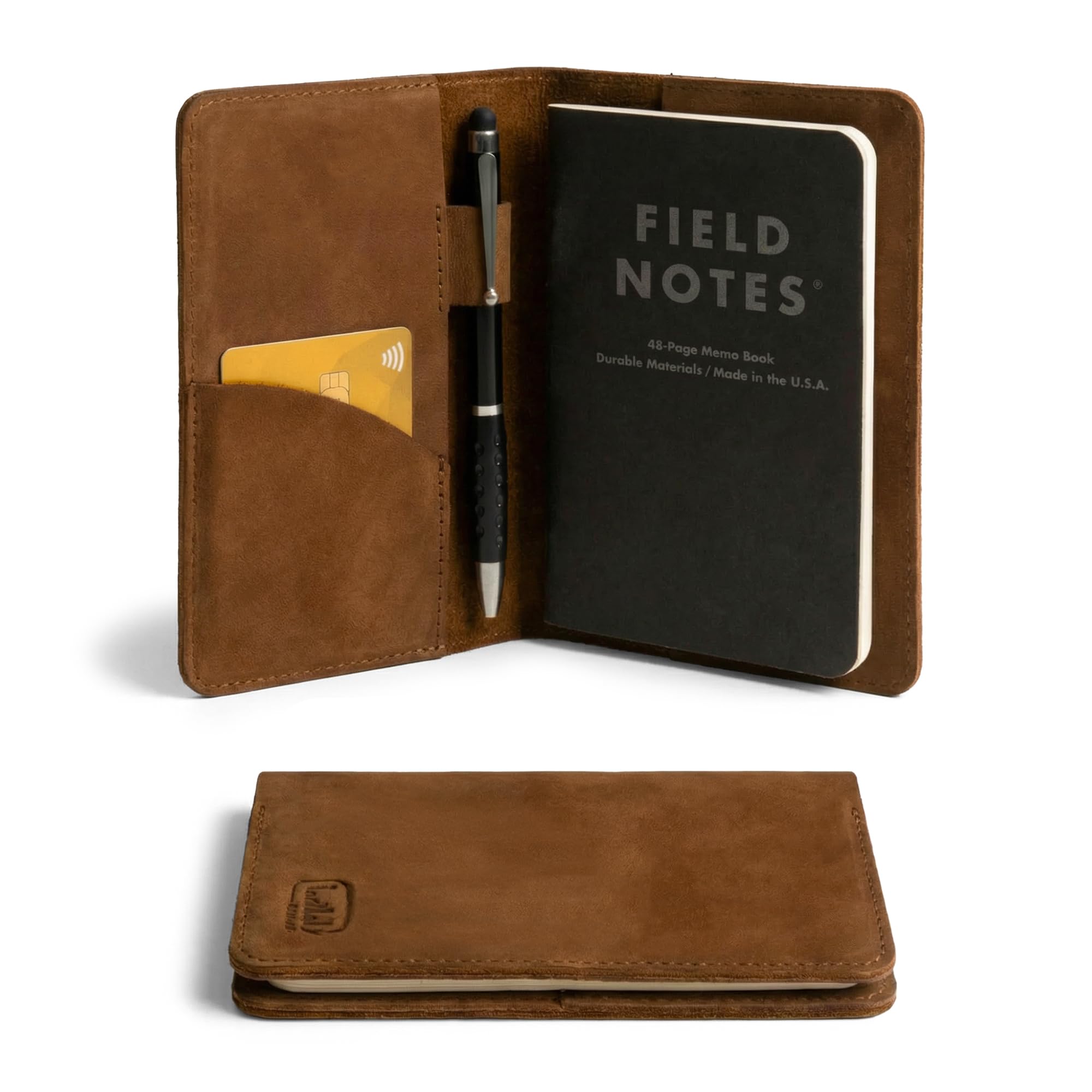 Moleskine - Custodia in pelle per appunti, 8,9 x 14 cm, con porta carte e portapenne, custodia protettiva fatta a mano per tasca Moleskine, libro e quaderni, portafoglio per appunti per viaggiatori
