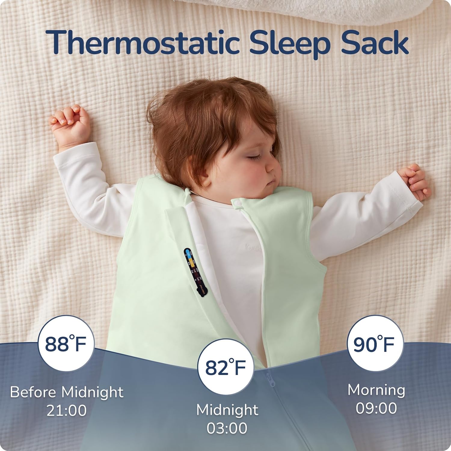 1.0 Tog 2.5 Tog Baby Sleep Sack, 100% Cotton Baby Sleeping Bag 3-24M, 2-Way Zipper Baby Wearable Blanket - Image 4