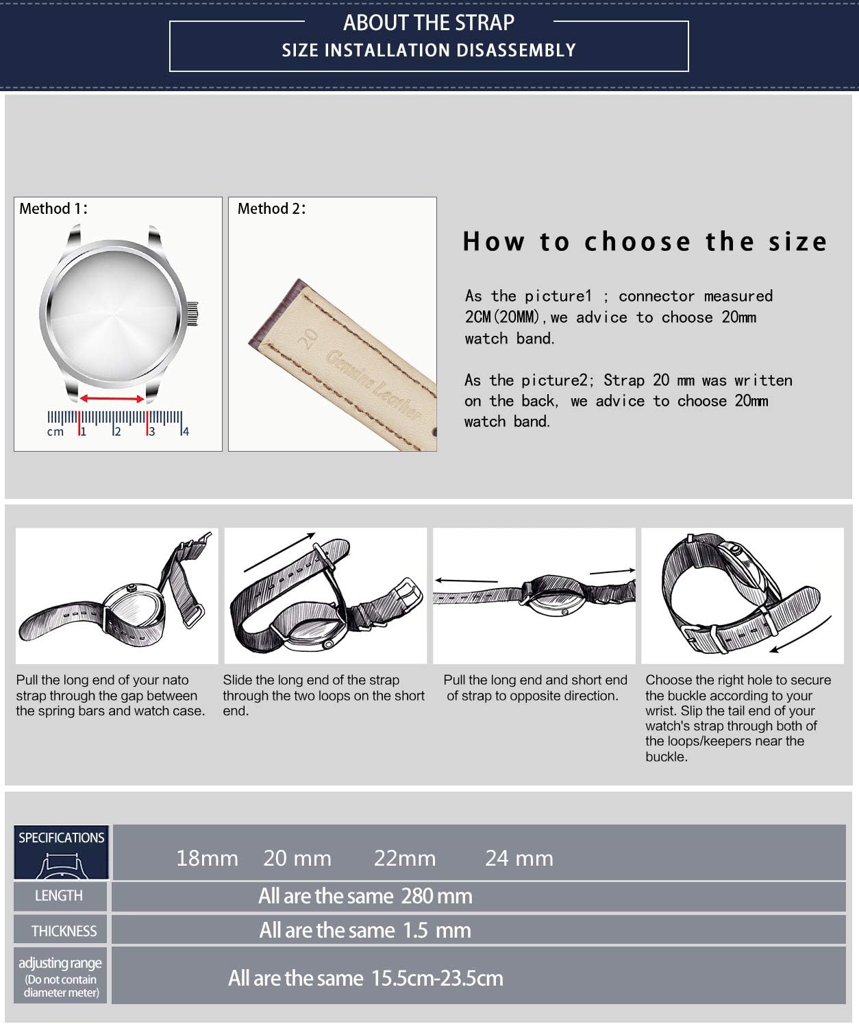 BINLUN Nylon Watch Band Thick G10 Premium Ballistic Nylon Multicolor Replacement Watch Straps with Silver/Black Stainless Steel Buckle for Men Women 18mm 20mm 22mm 24mm - Image 7