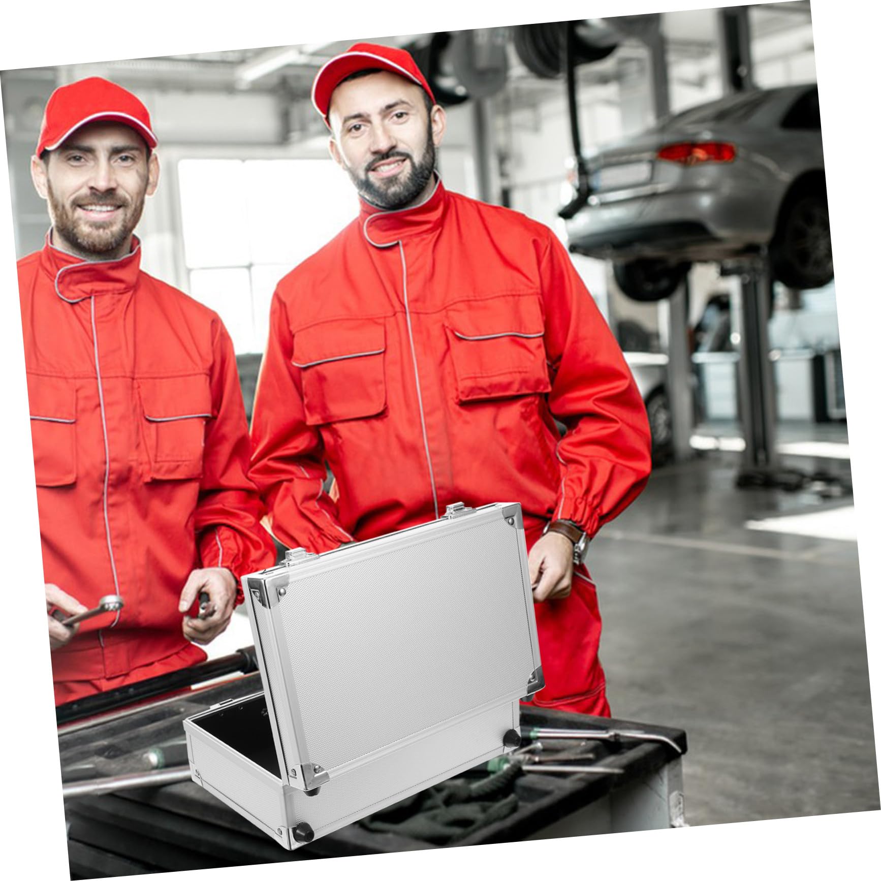 Cassetta Attrezzi Portatile in Alluminio Organizer Maneggevole per Auto Casa e Sport Outdoor Scatola Rigida Resistente e Leggera per Trasporto Sicuro degli Attrezzi